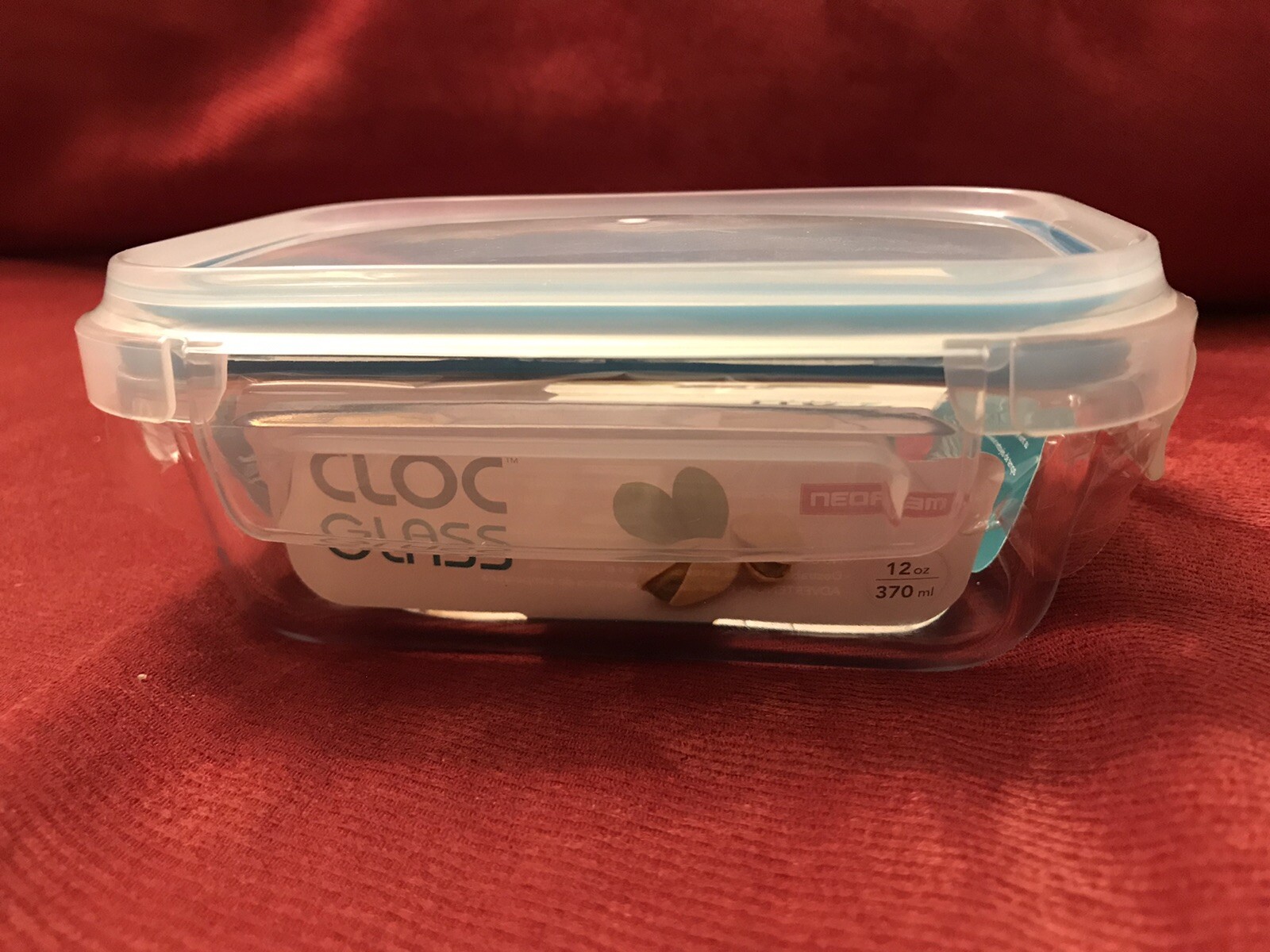 Neoflam CLOC Glass Food Storage Container w/ Airtight Lid, Clear, 12 oz