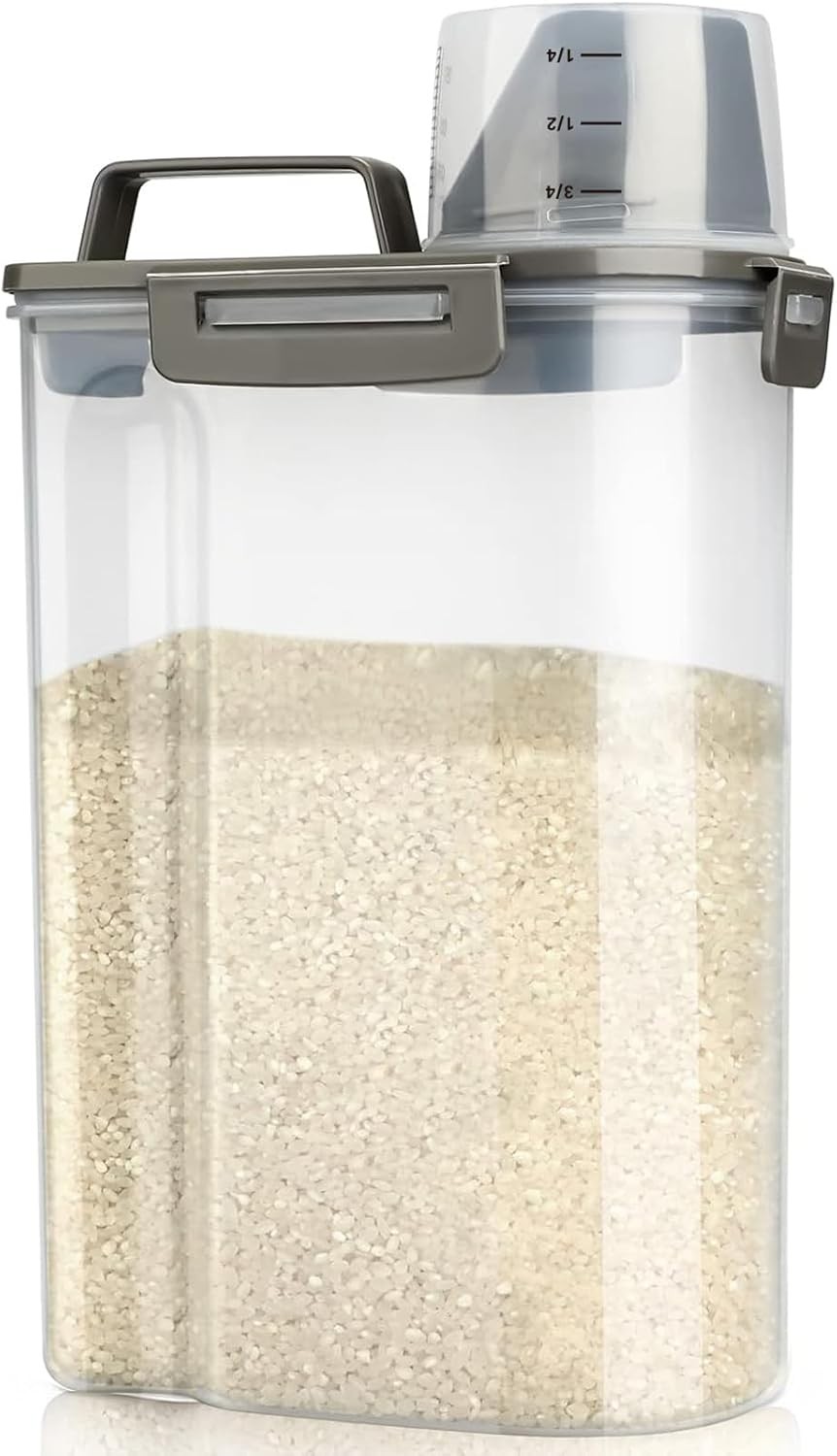 Rice Airtight Storage Container, 3 to 5Lbs Cereal Dry Food Flour Bin, Pet Dog