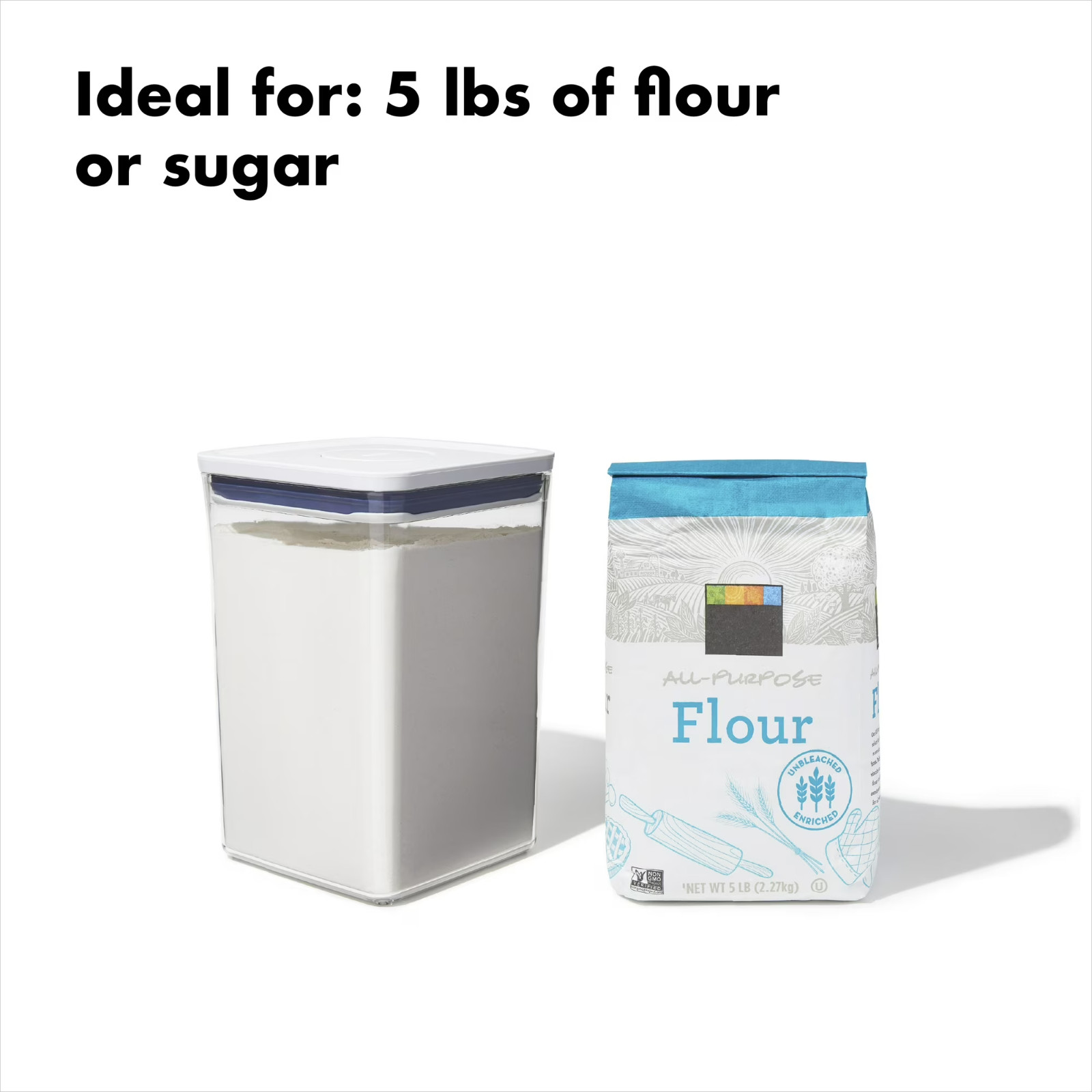 OXO POP Container 4.4-Qt Medium Big Square Food Storage Container, White