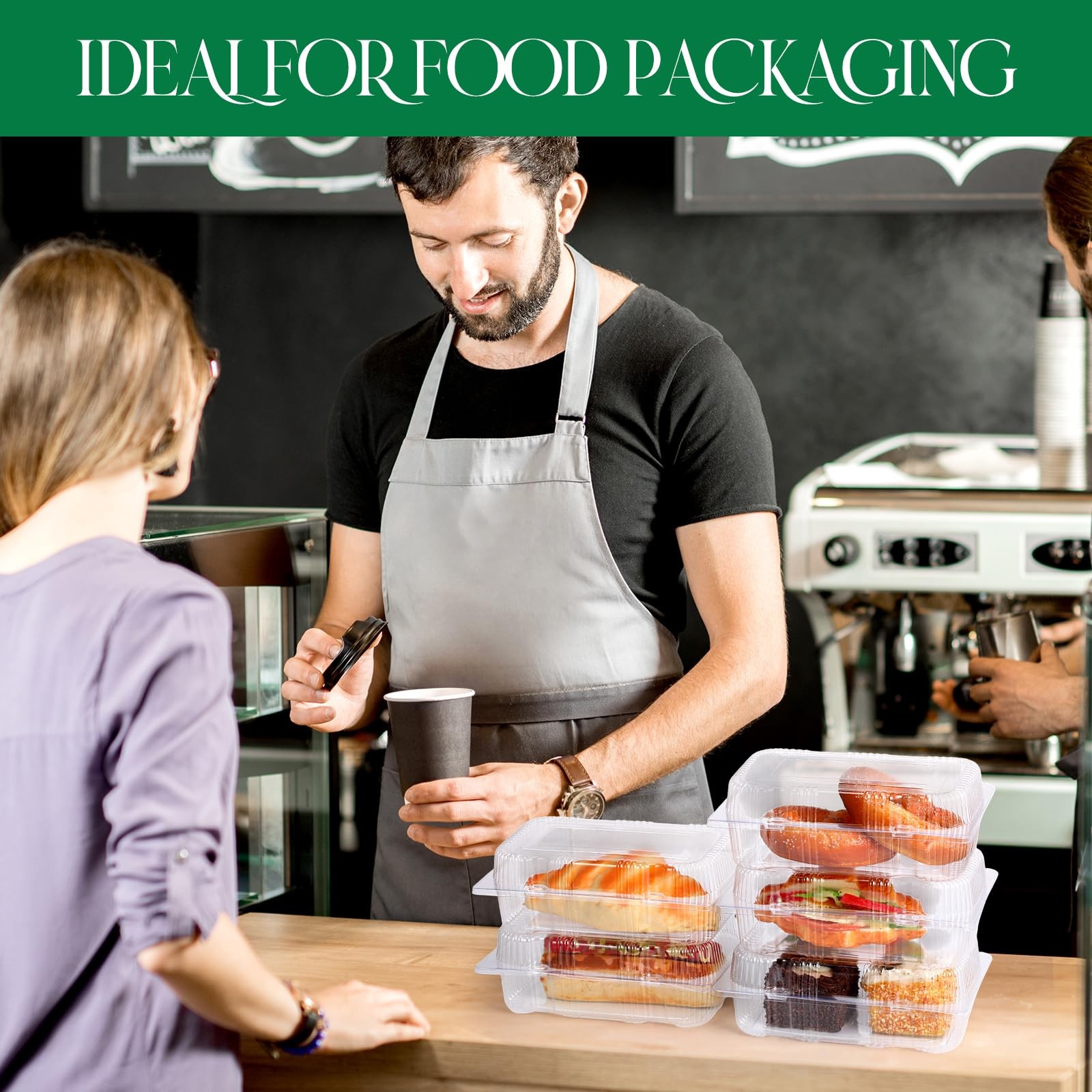 240 Pack Clear Hinged Food Containers 7.2 × 4.9 × 2.6 Inch Plastic Cookie Con…