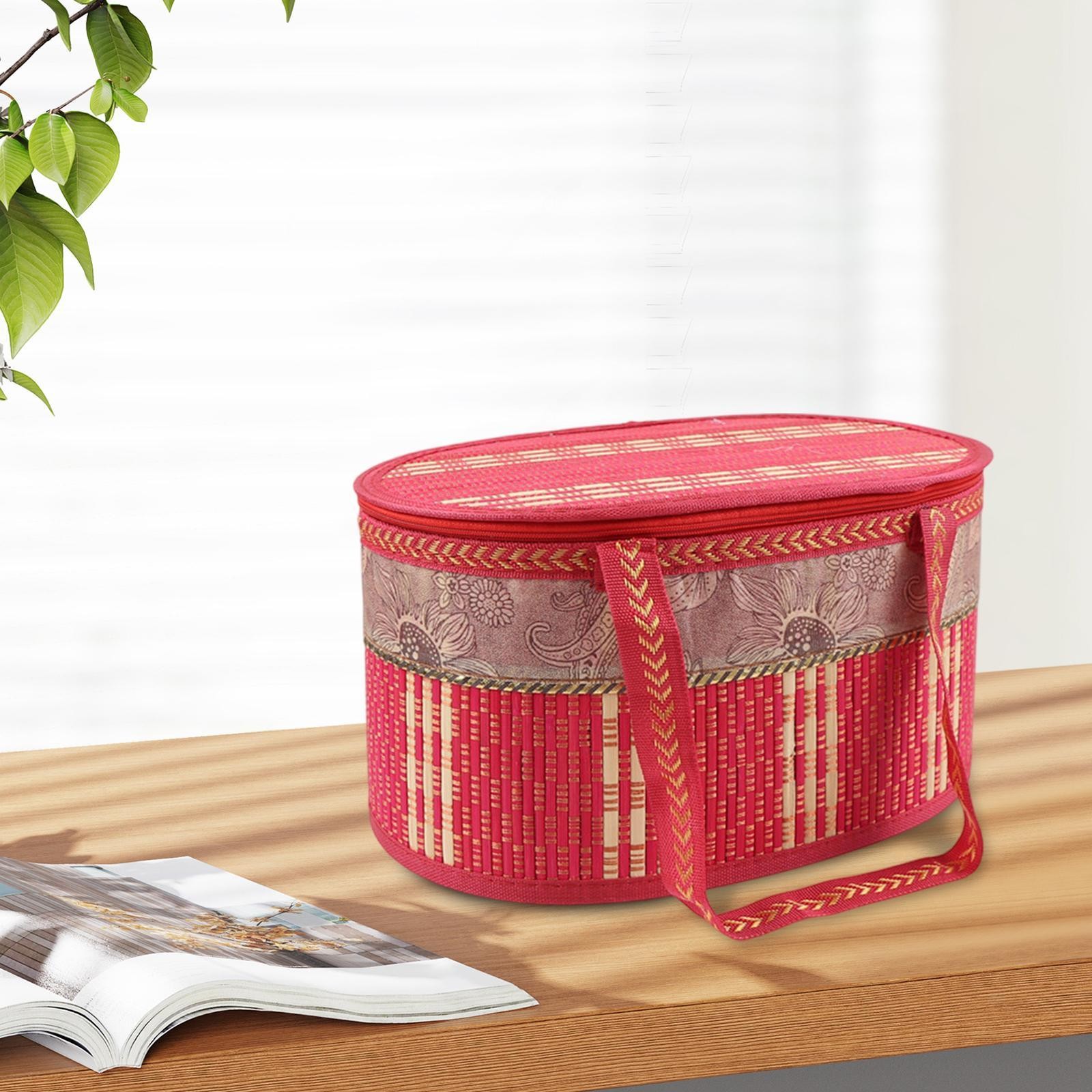 Foldable Bamboo Basket Gift Packing Basket Traditional Handwoven Versatile