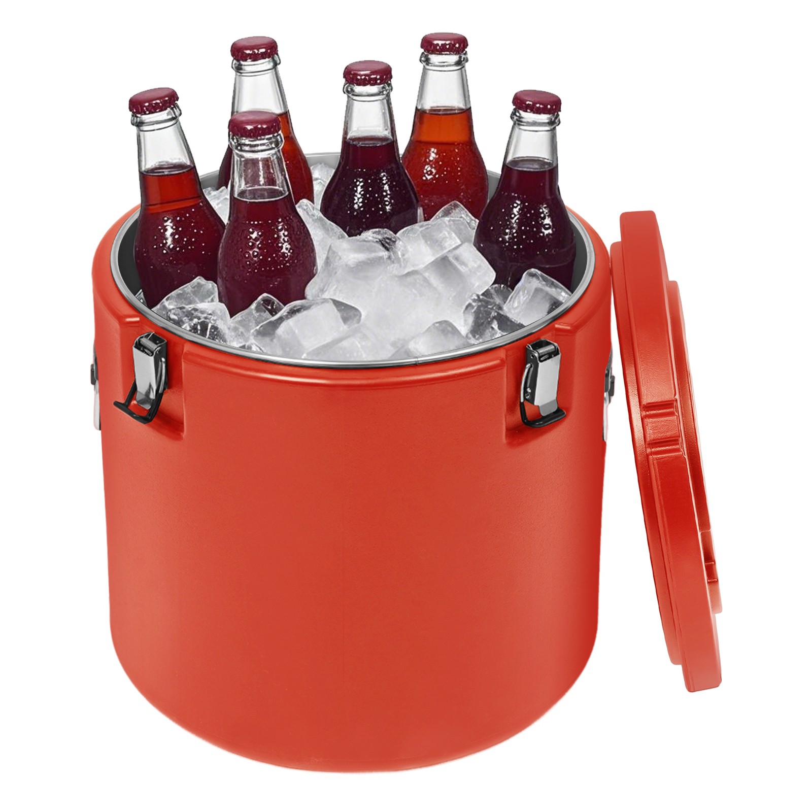 50L Commercial Insulated Food Container 304 Stainless Steel Hot Cold 15H Red