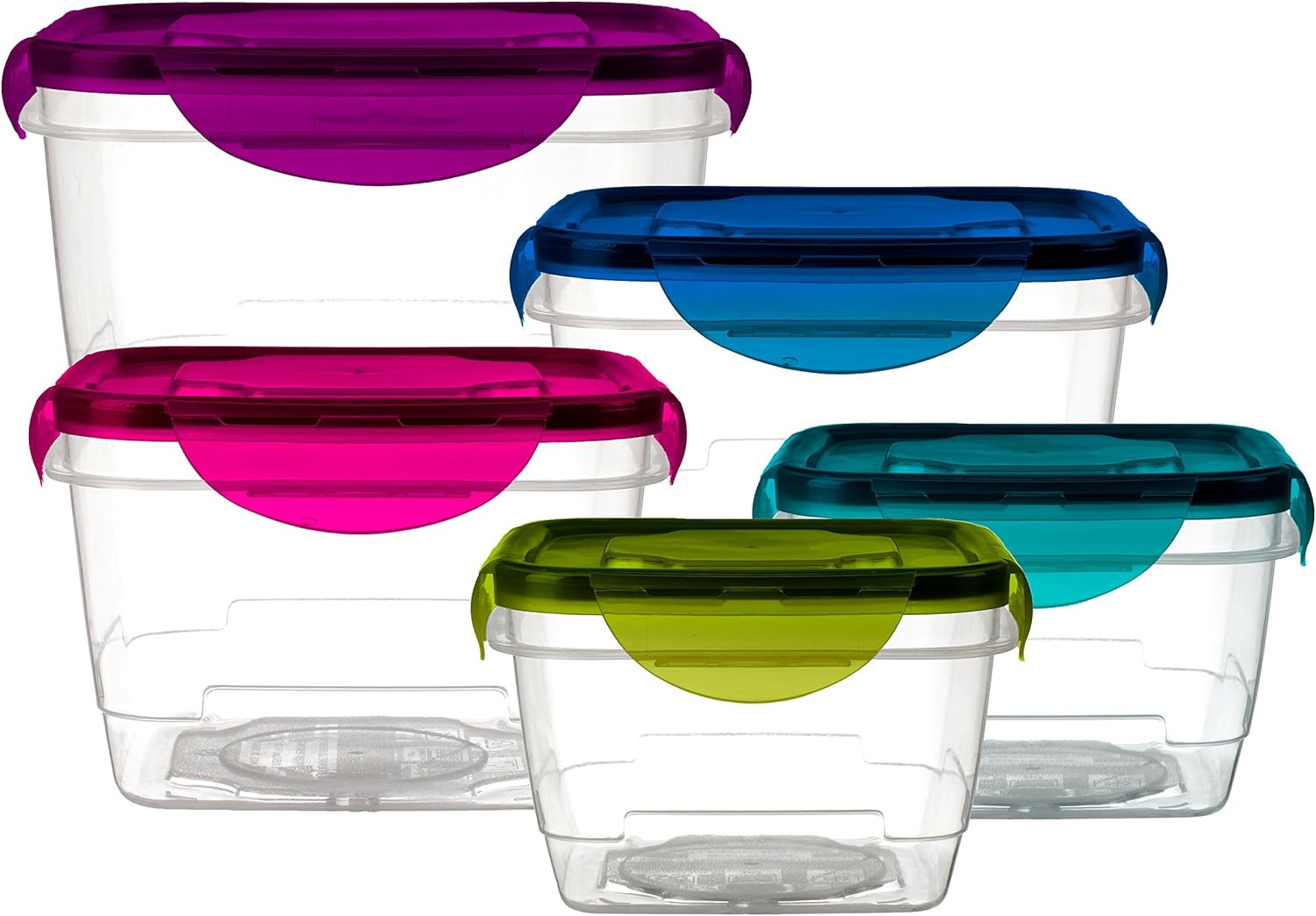 10 Pc Food Storage Set, Plastic Containers for Food, Airtight Lock Lids, Reusabl