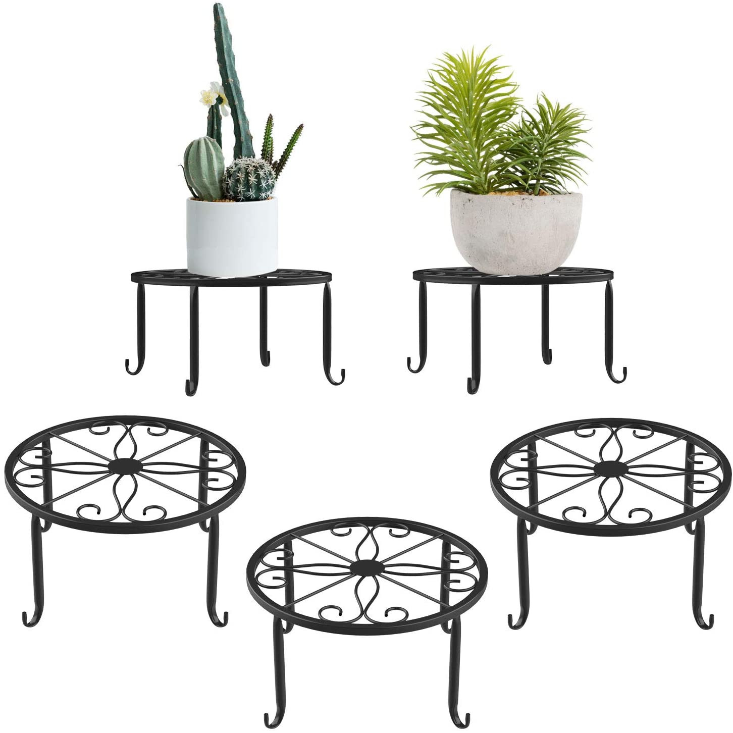 Lewondr Metal Potted Plant Stands 3 Pack 9 Heavy Duty Rustproof Iron Round