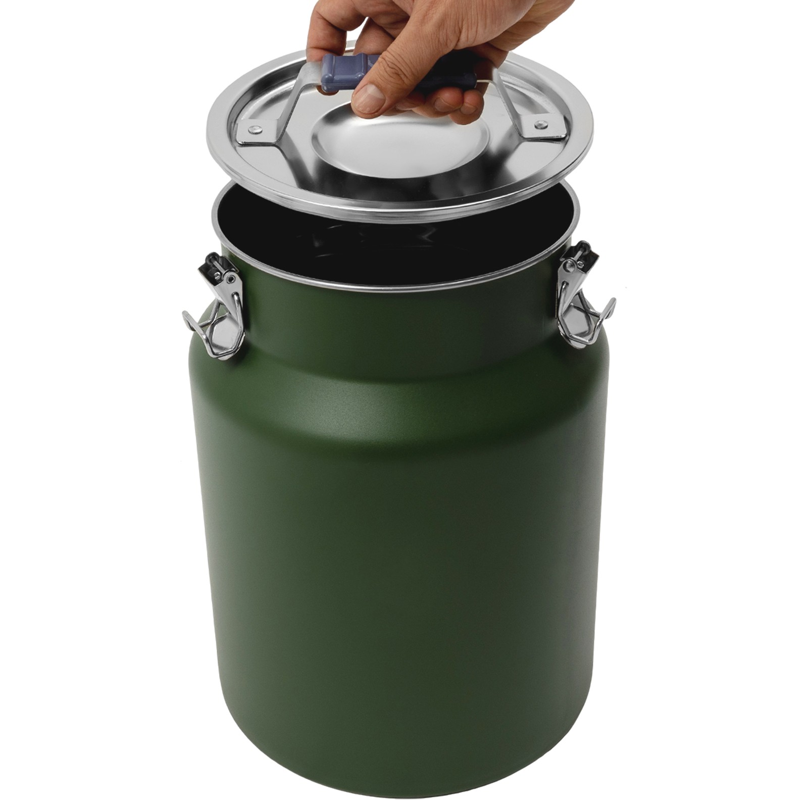Green Stainless Steel Rice Storage Container 12L Round Grain Container with Lid