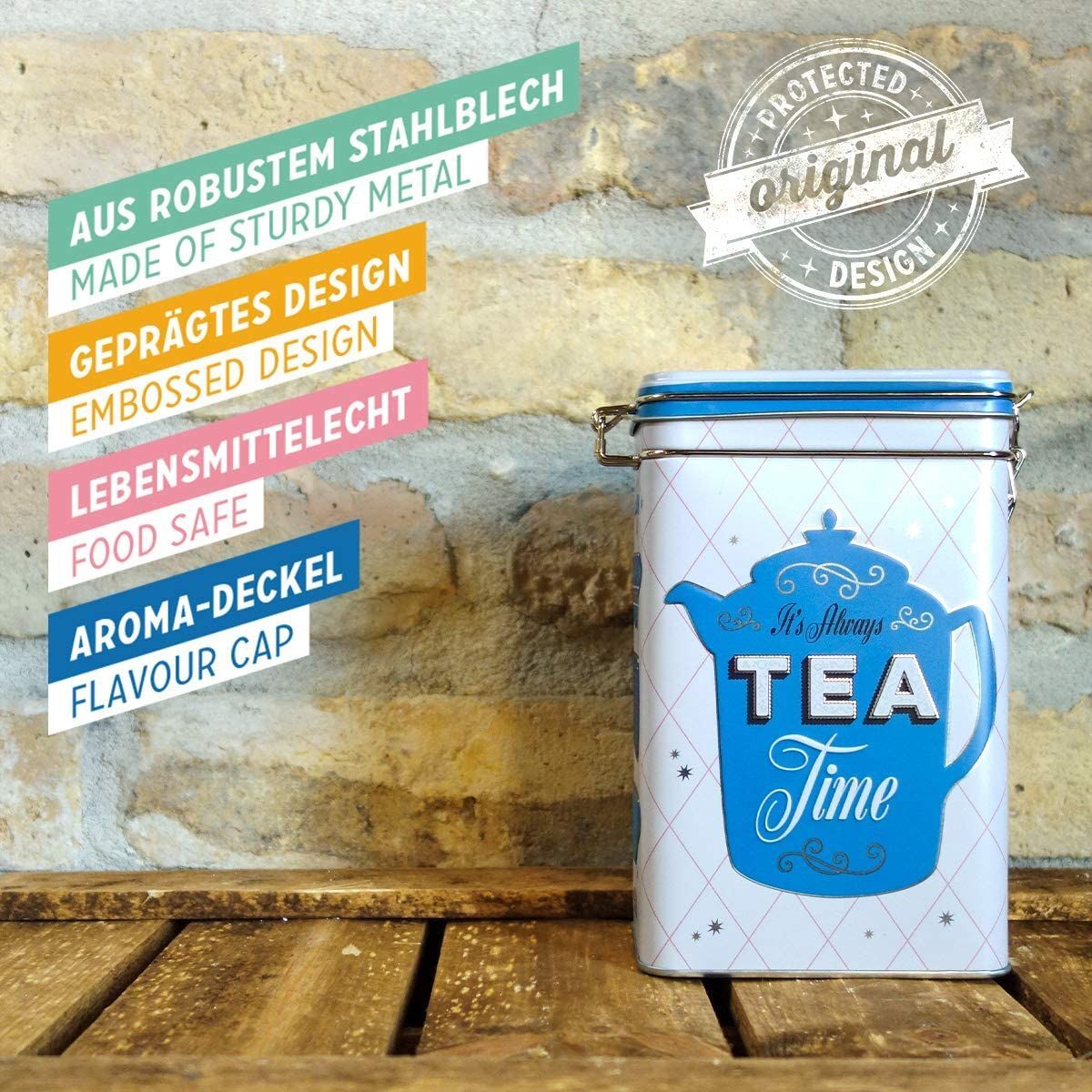 Nostalgic-Art – Metal Food Coffee Sugar Storage Tin Container Box – Tea Time