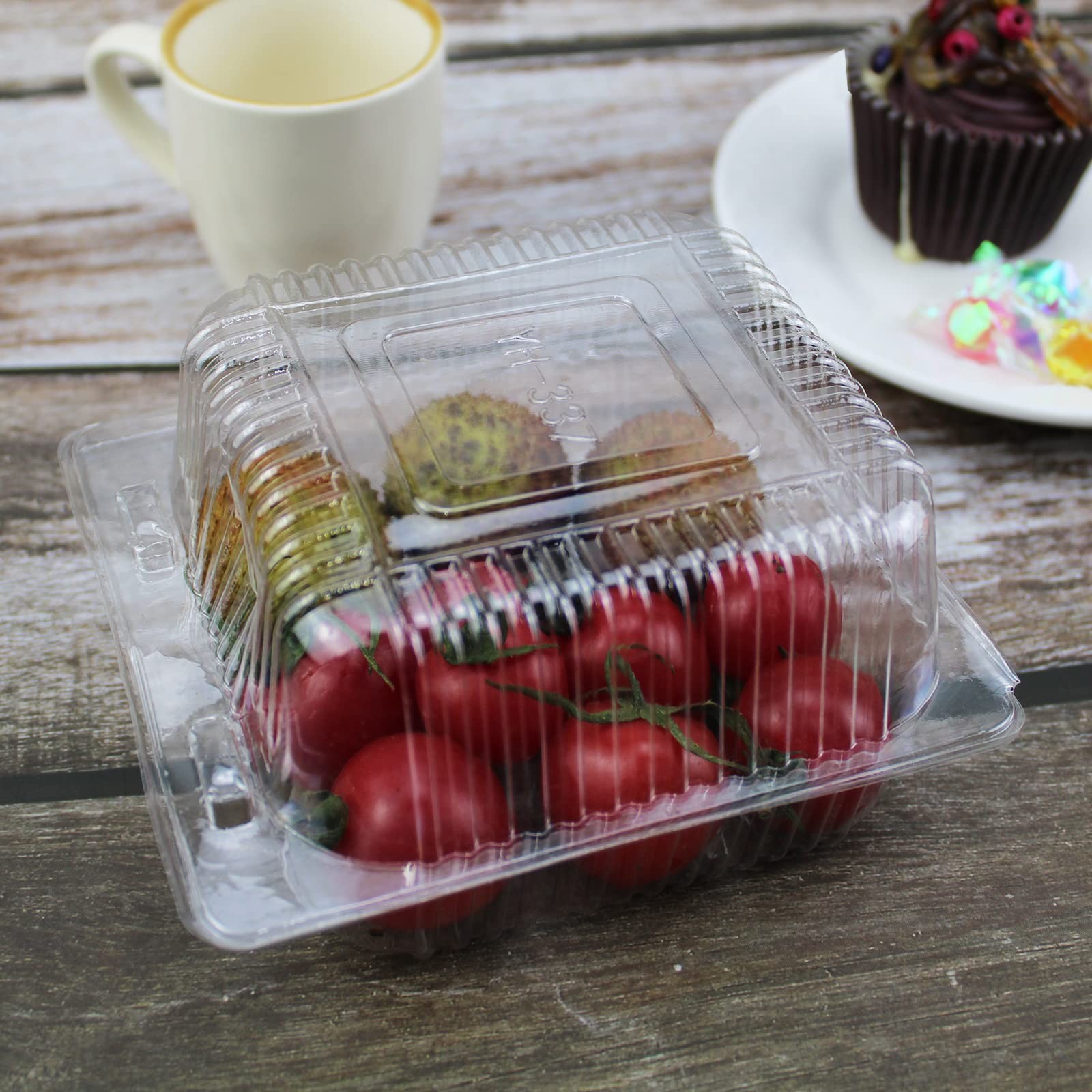MR.FOAM Clear Square Plastic Hinged Food Containers, 50PC Cake Slice Containe…