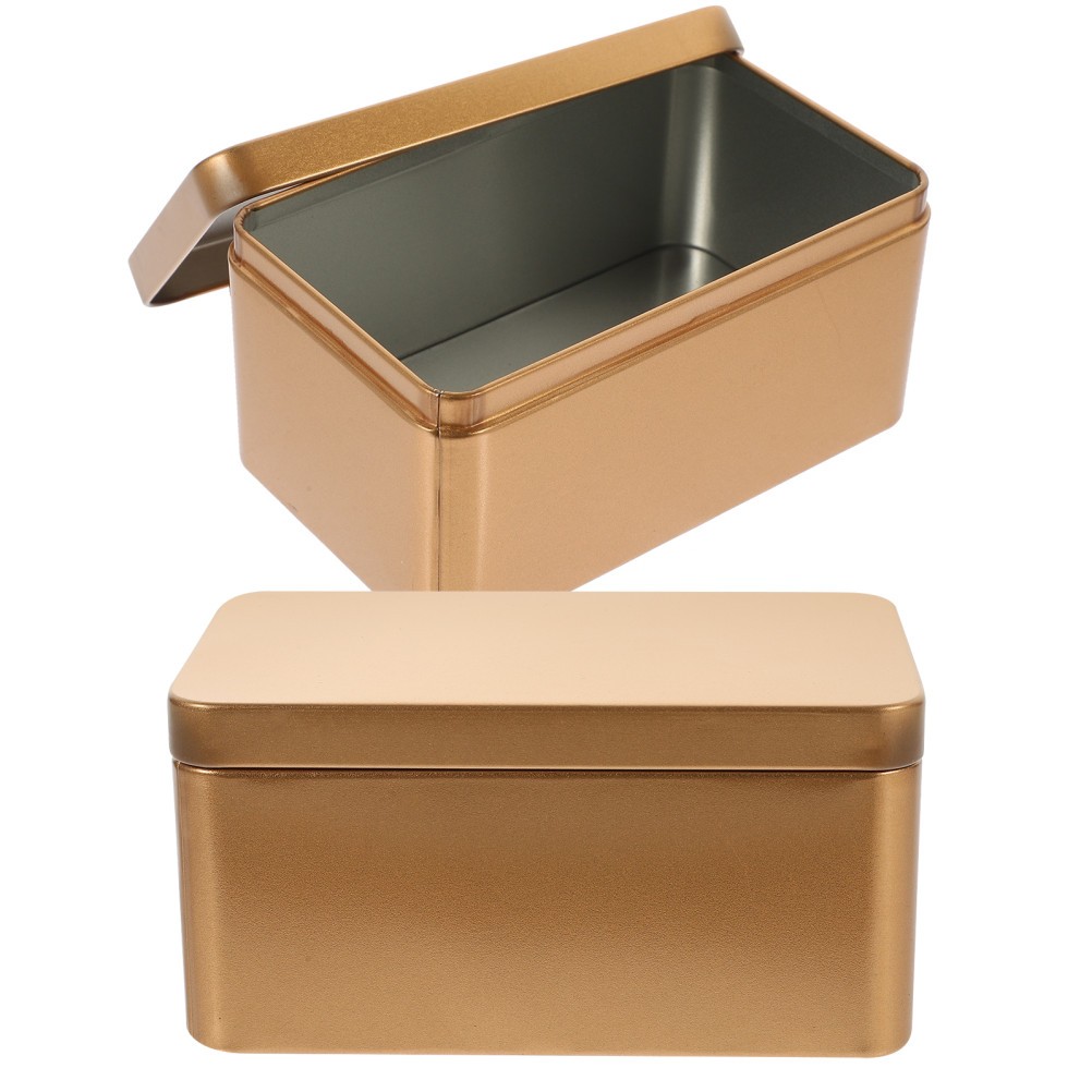 2Pcs Household Tea Box Bulk Tea Packaging Box Rectangular Tinplate Storage