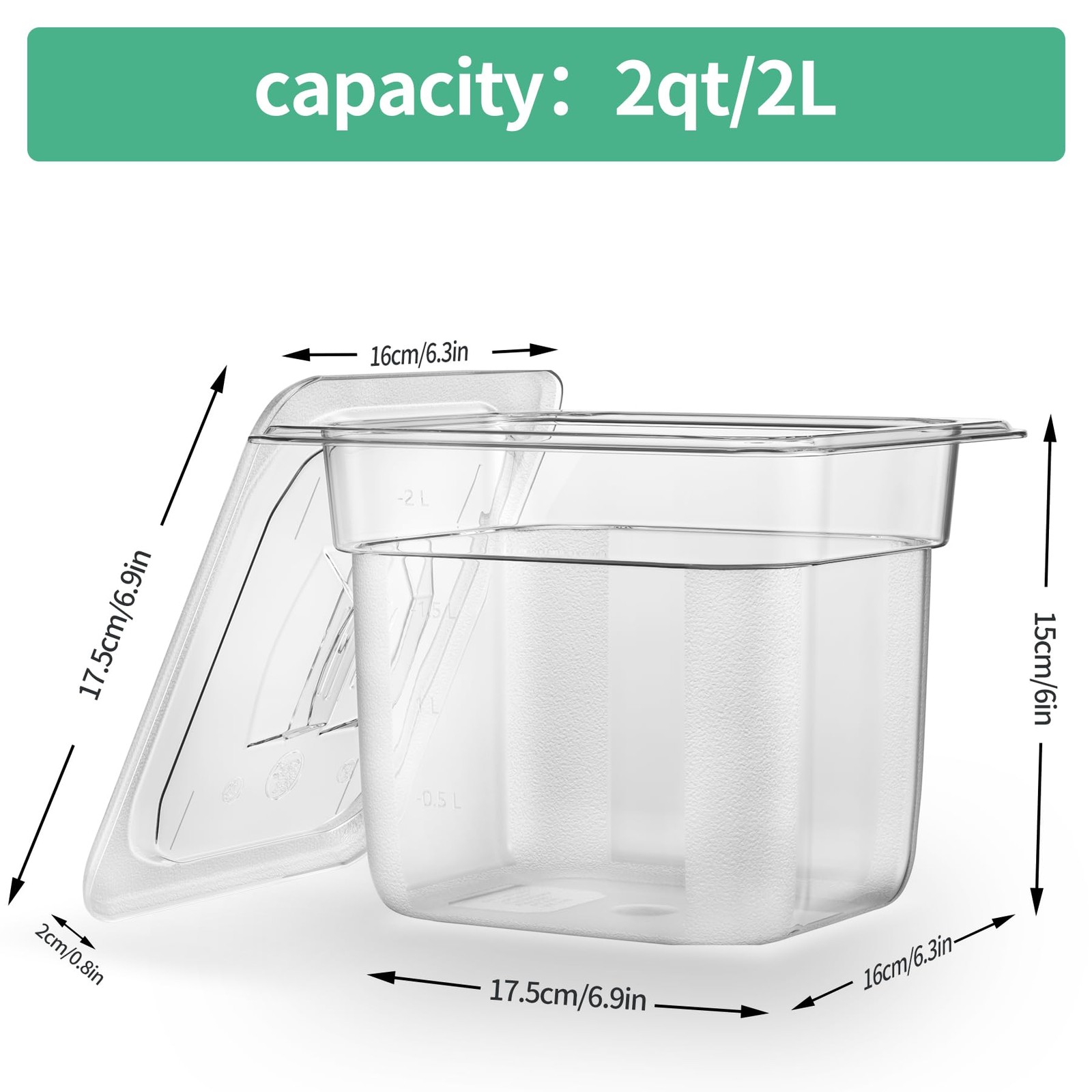 6Pack Food Pans, 1/6 Size 6 Inch Deep Commercial Food Storage Containers, Pol…