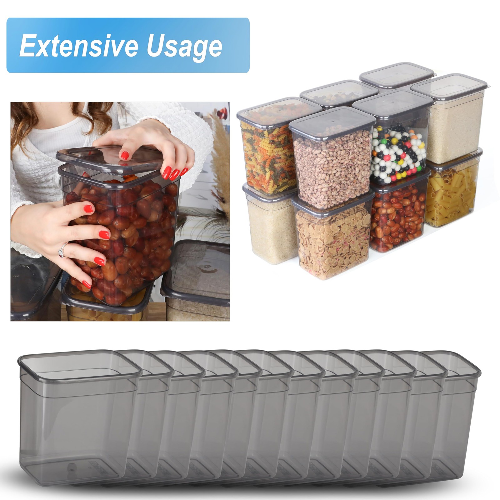 Storage Jars with Lid, Airtight, Set of 12 Storage Containers, BPA-, Storage …