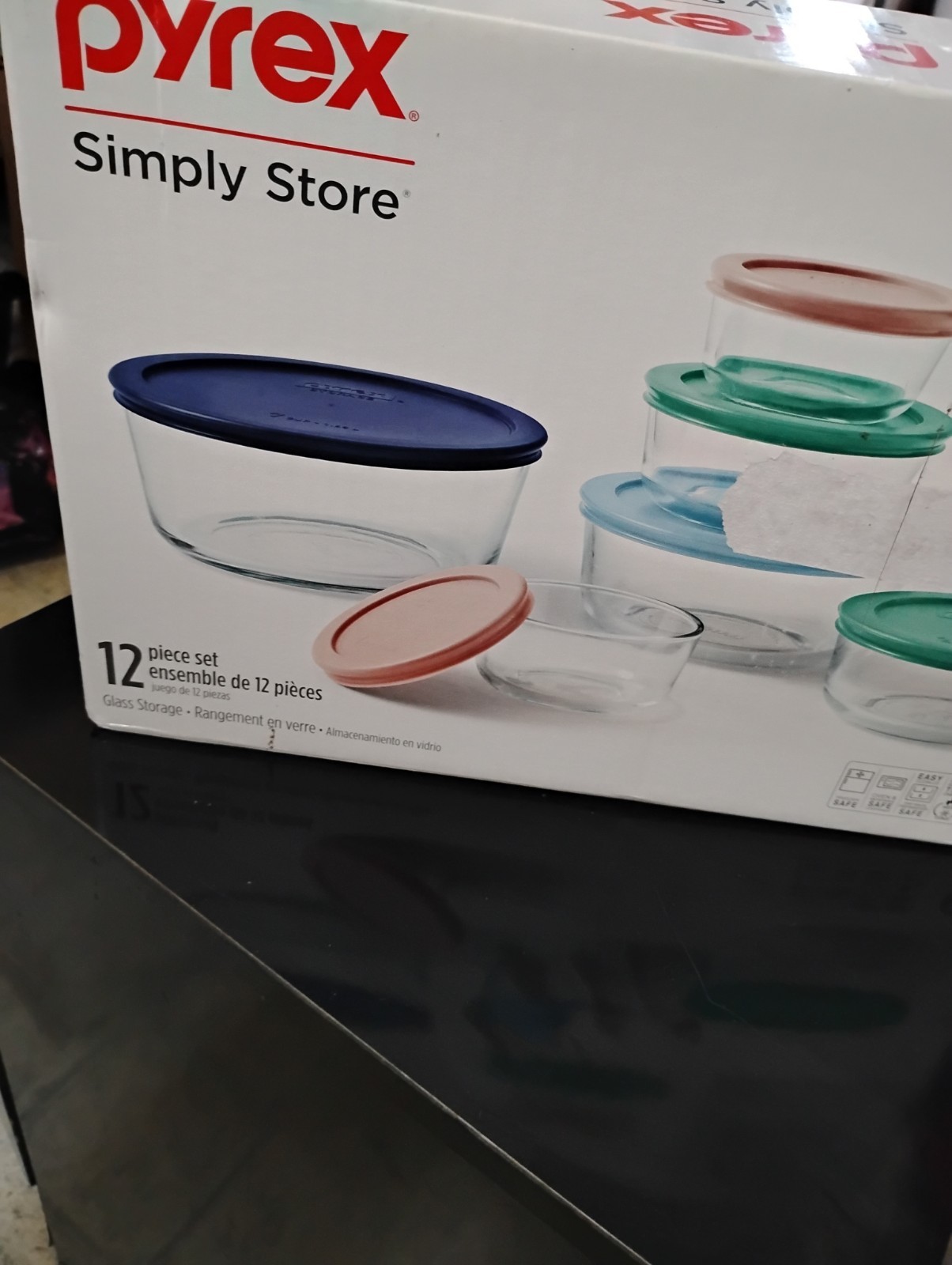 Pyrex Simply Store 12-piece Glass Storage Set, 6 Bowls & 6 Lids – 4 sizes – NEW