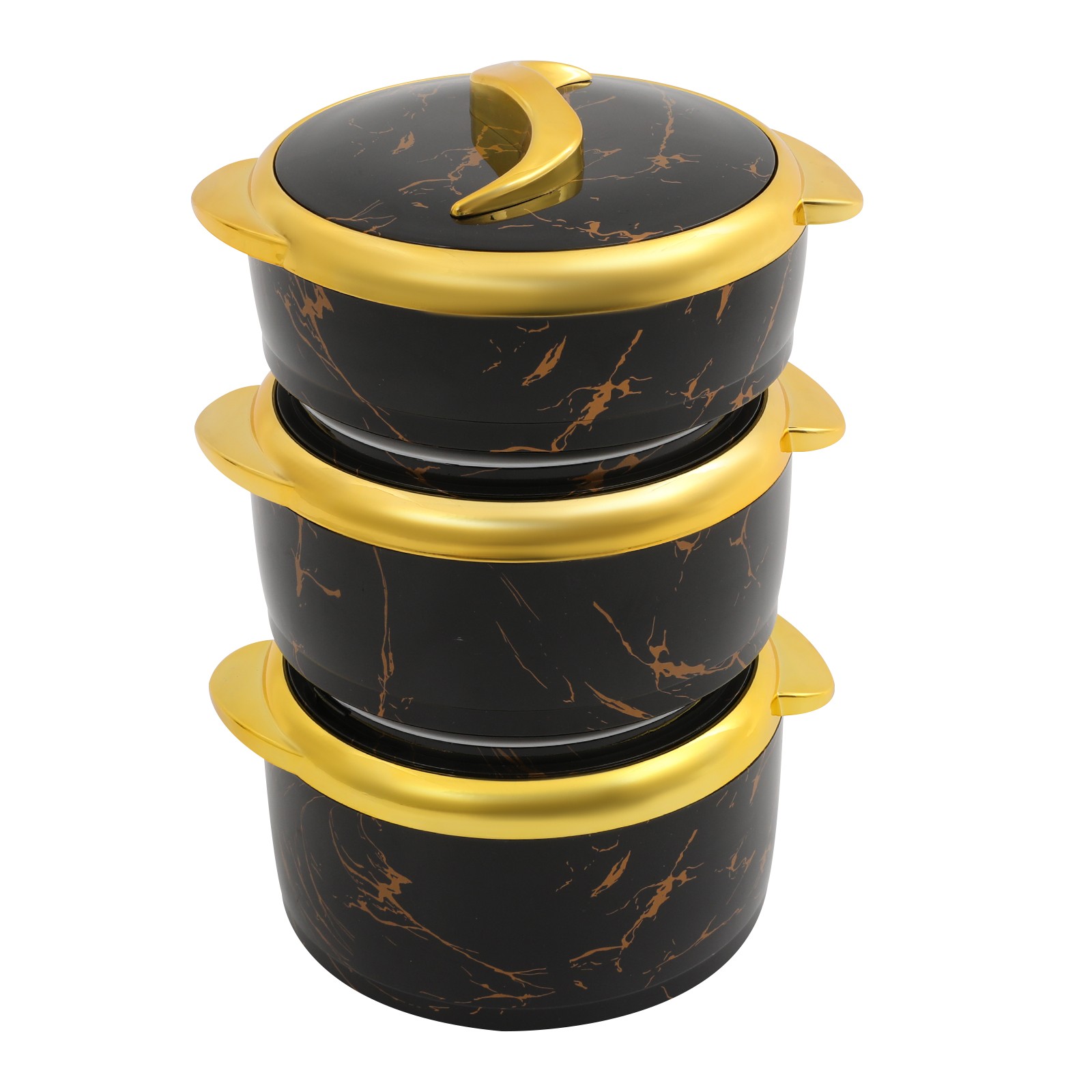 3PCS Insulated Containers Round Thermal Dish Set Hot&Cold Food w/ Lids