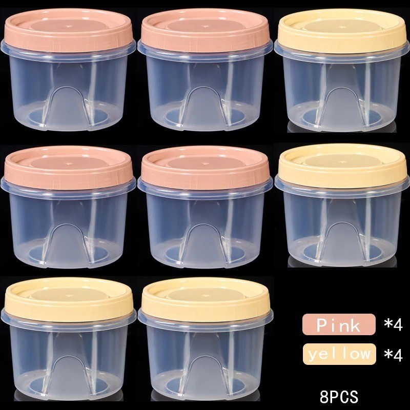 8 Pcs 500ml Round Food Fresh Keeping Box Kitchen Refrigerator Storage AA