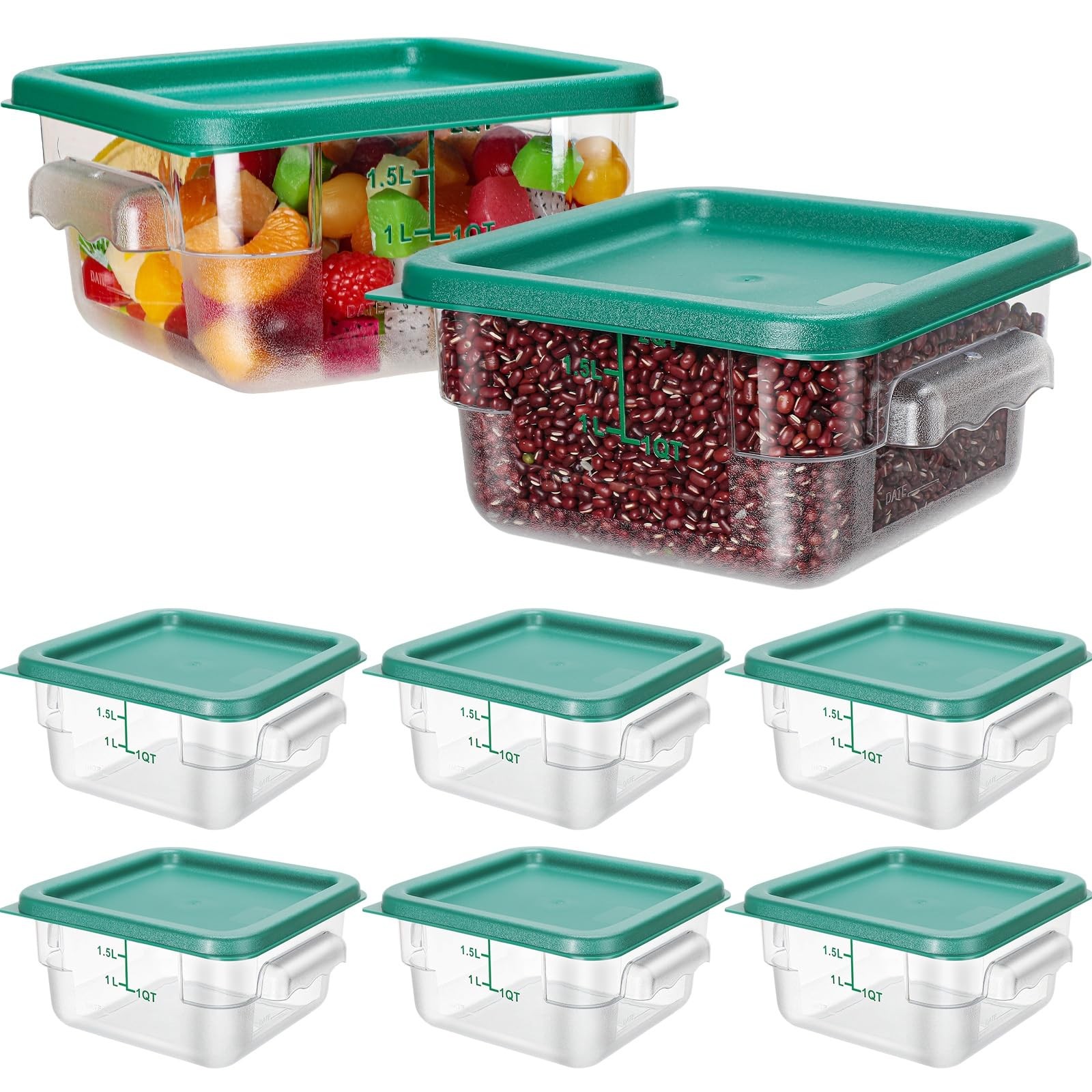 8 Pcs 2 Quart Food Storage Containers with Lids Clear Square Polycarbonate Ma…
