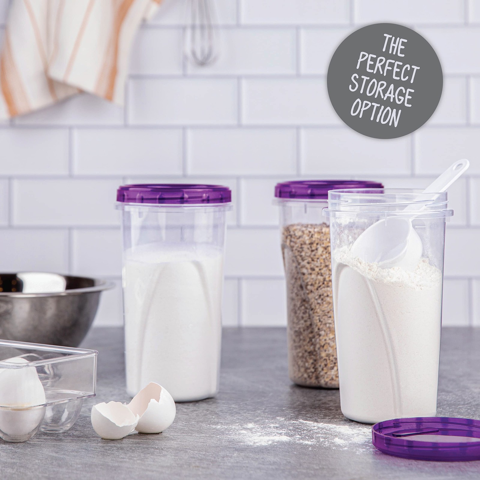 48 Ounce Twist Top Deli Containers Clear Bottom With Purple Top Twist On Lids Re