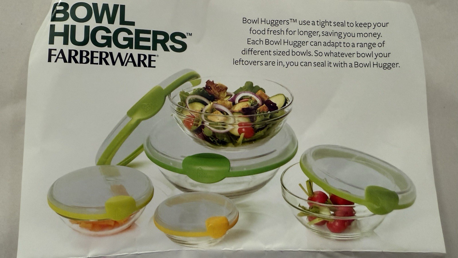 Farberware Bowl Huggers Set Of 2 Large Purple & Blue Lids