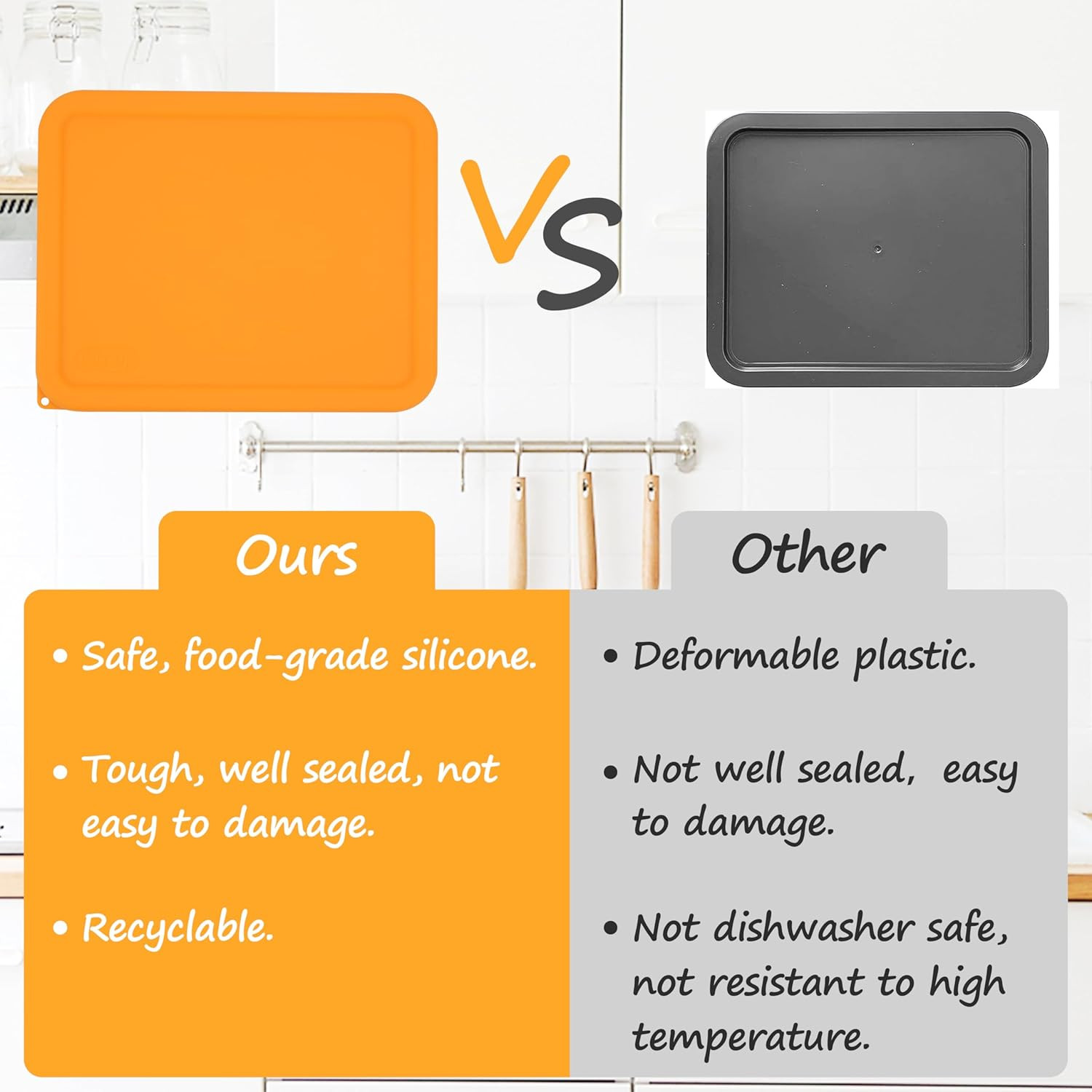 11 Cup Rectangle Silicone Storage Cover Lids Replacement for Pyrex 7212-PC Glass
