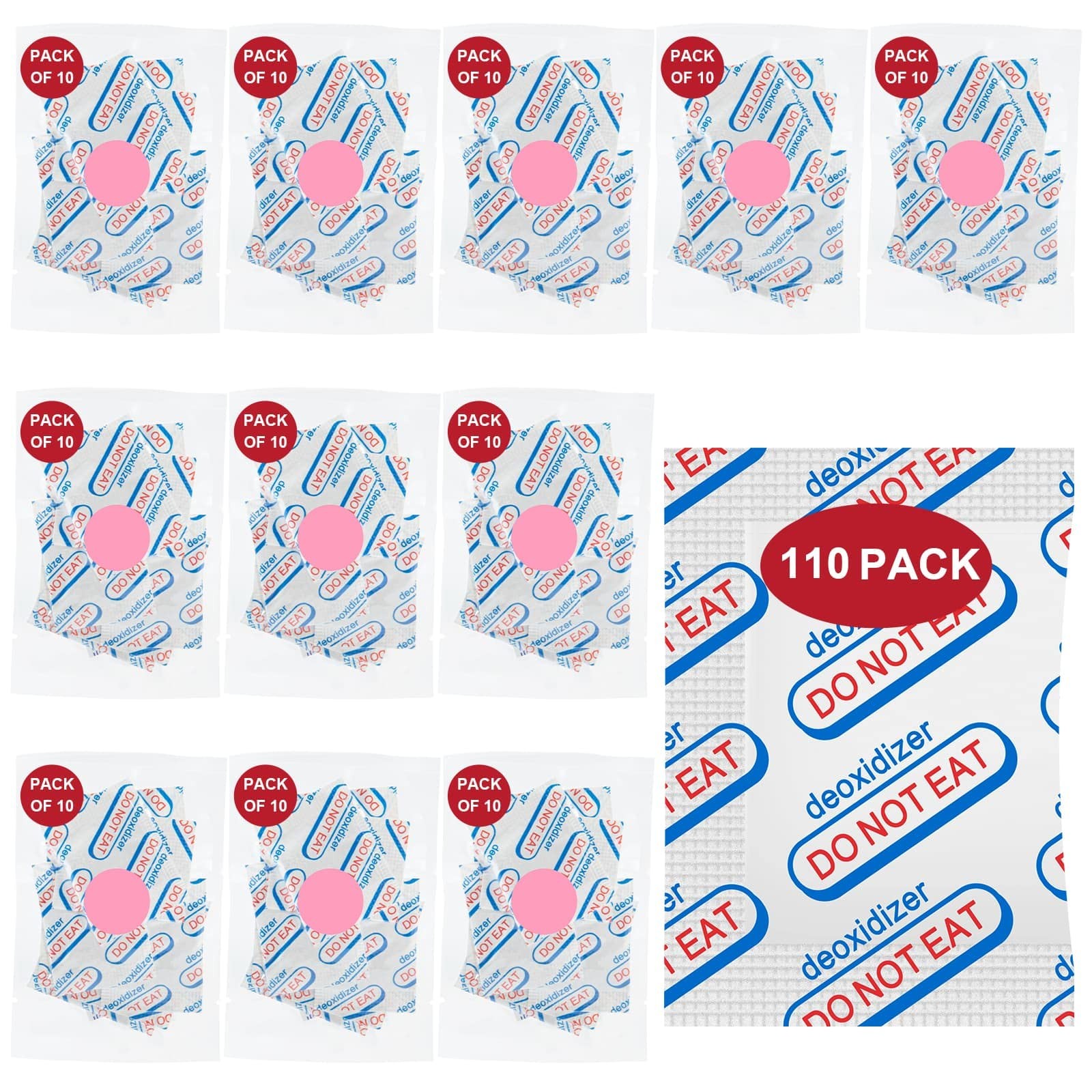 110 Packs 100CC Food Grade Oxygen Absorbers (10 Packs in Individual Vacuum Ba…