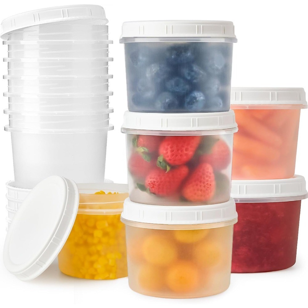 12 Oz Food Storage Containers with Screw Lids, 6-Pack Reusable Small Plastic