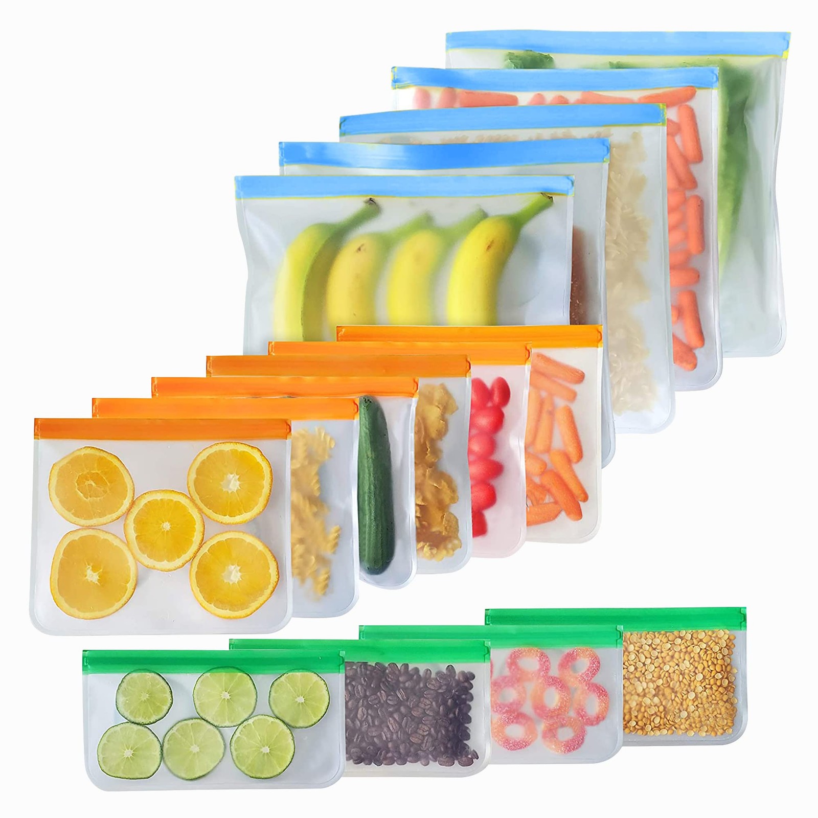 | 22 Pack Reusable Storage Bags, BPA FREE(4 Gallon Ziplock Bags+ 9 Reusable S…