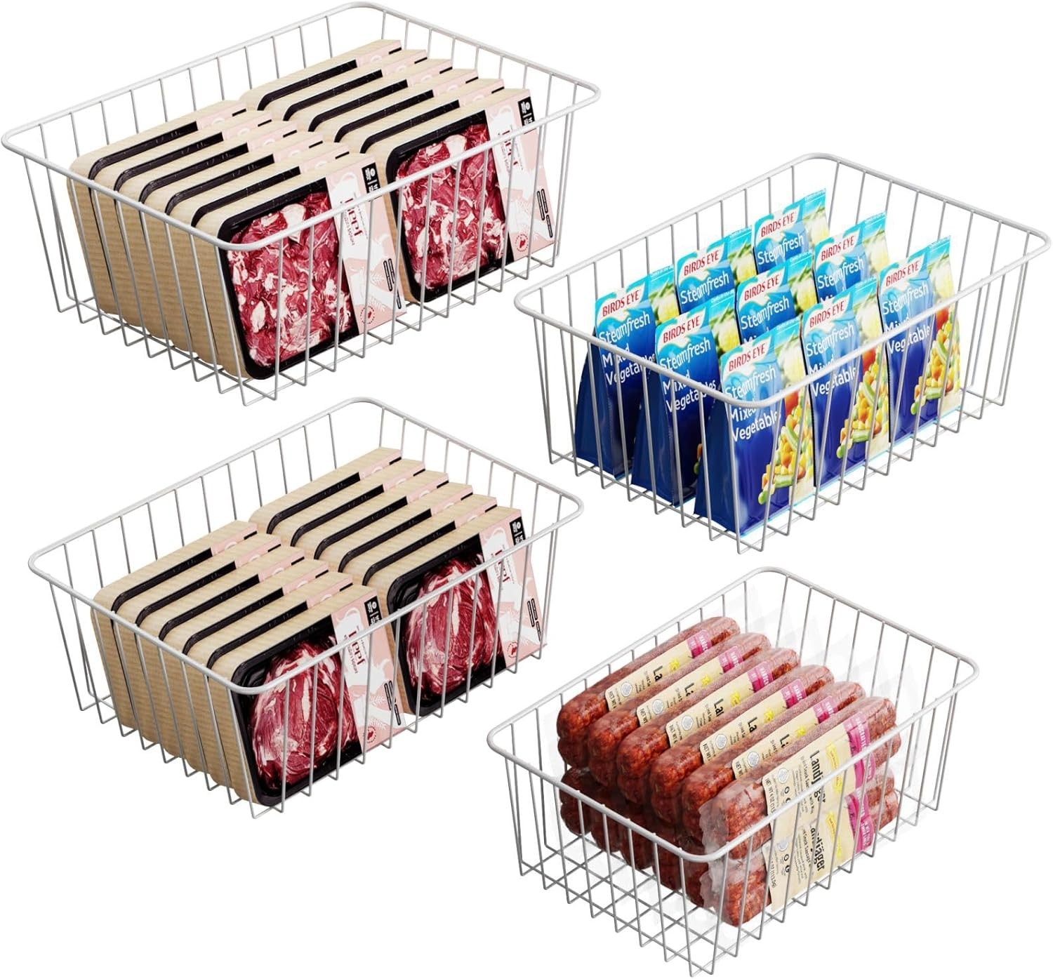 Elegant Slide-Out Freezer Bins – 2 Large & 2 Medium for Ultimate Freshness