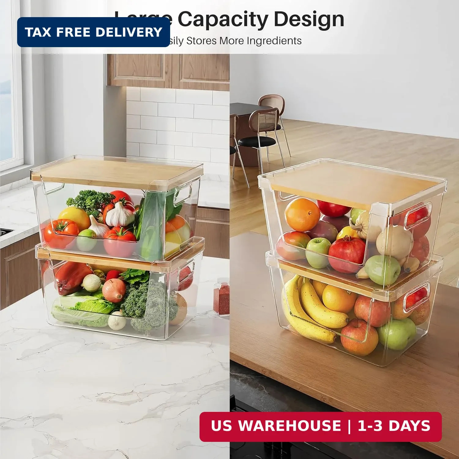 2 Set Pantry Organizer and Stackable Storage Kitchen,Sturdy and Durable Storage