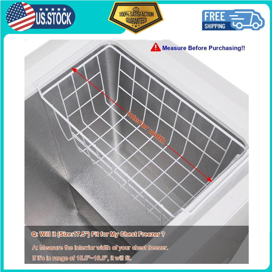 2 Pack 17.5″ Freezer Organizer Bins, Metal Wire Storage Baskets for Chest Freeze