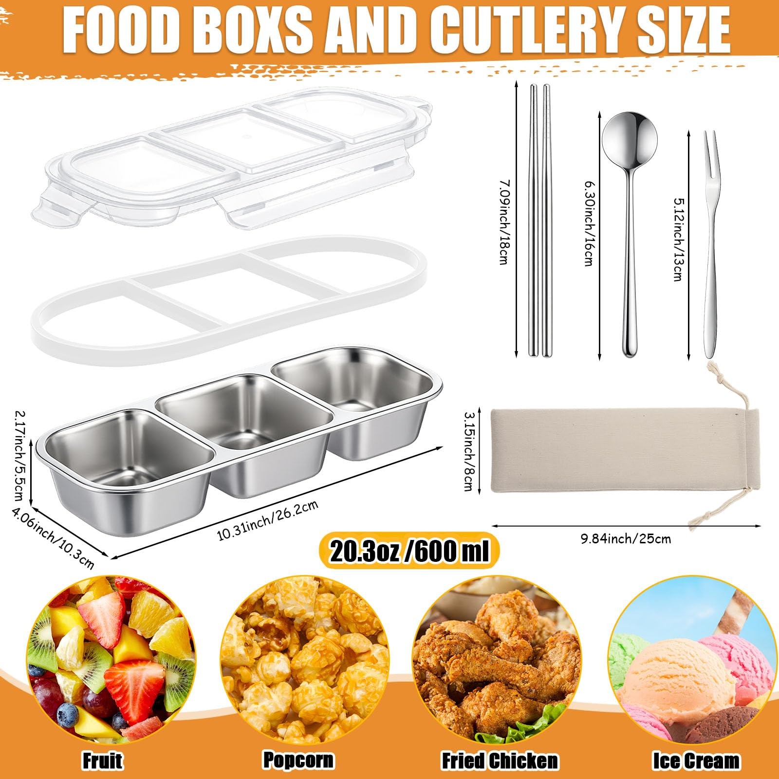 8 Sets Stainless Steel Snack Containers with Lids for Adults, 20 oz Reusable …