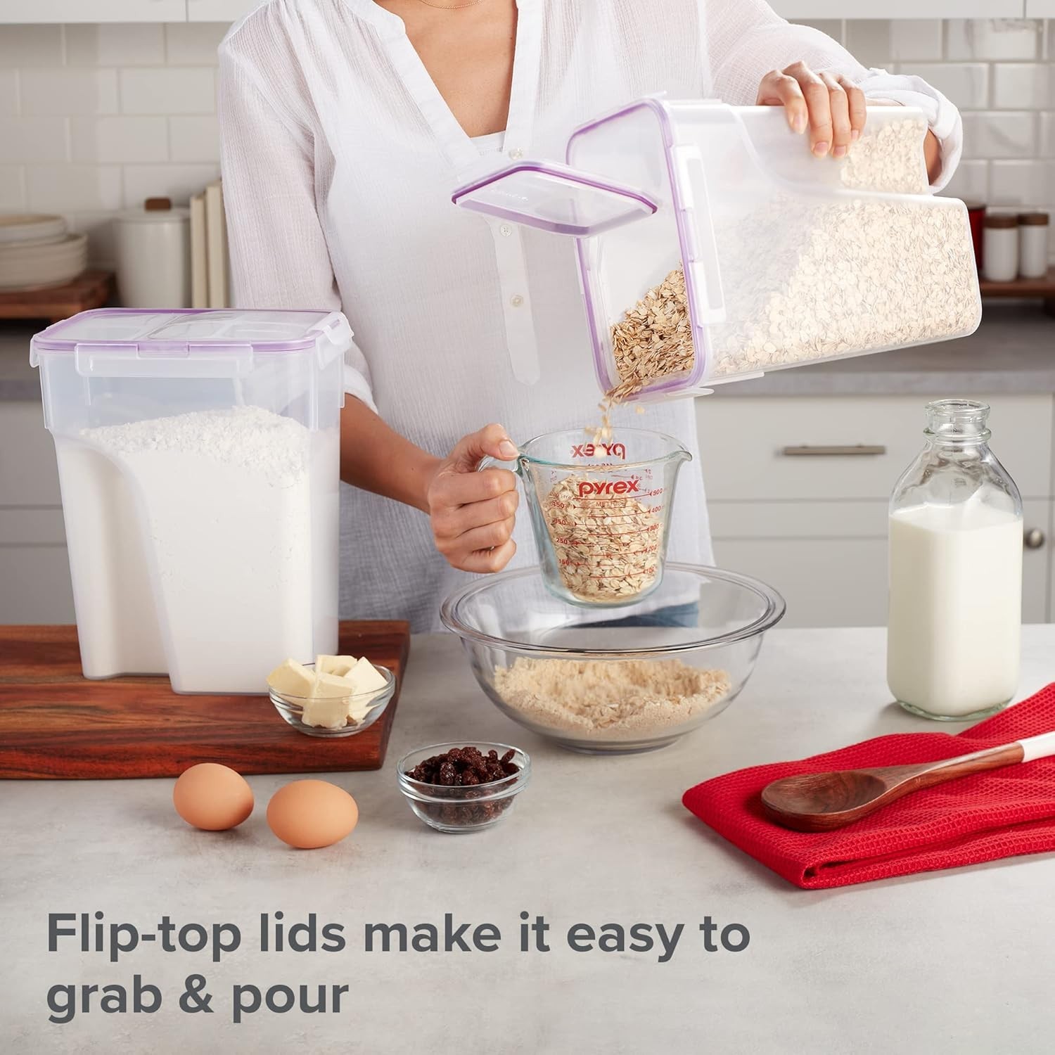 Airtight 2-Pack (22.8 Cup) Cereal Dispenser Storage Containers, Flip-Top Lid …