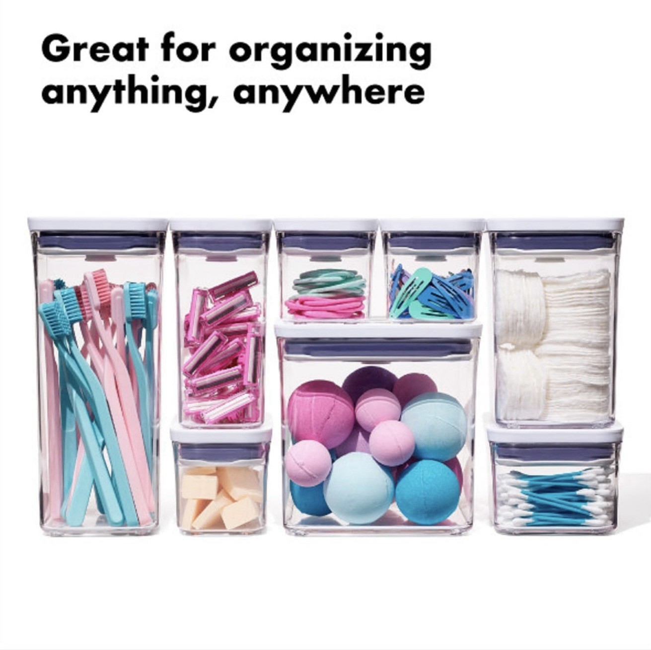 OXO POP Airtight Square 4.4 Qt Storage Container Set 3-Piece w/ Scoops