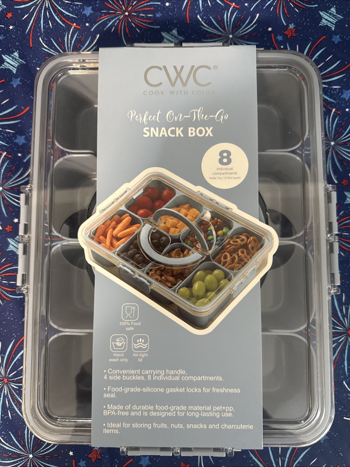 Snack Box w 8 Individual Compartments Picnics, Pool Days, Road Trips, Organizer