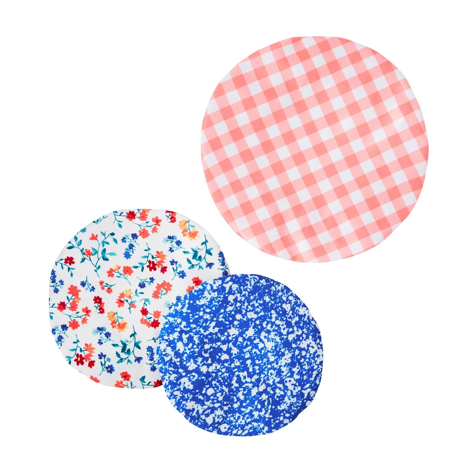 NEW! PIONEER WOMAN BOWL COVER FLORAL GINGHAM PINK, BLUE & WHITE FLORAL