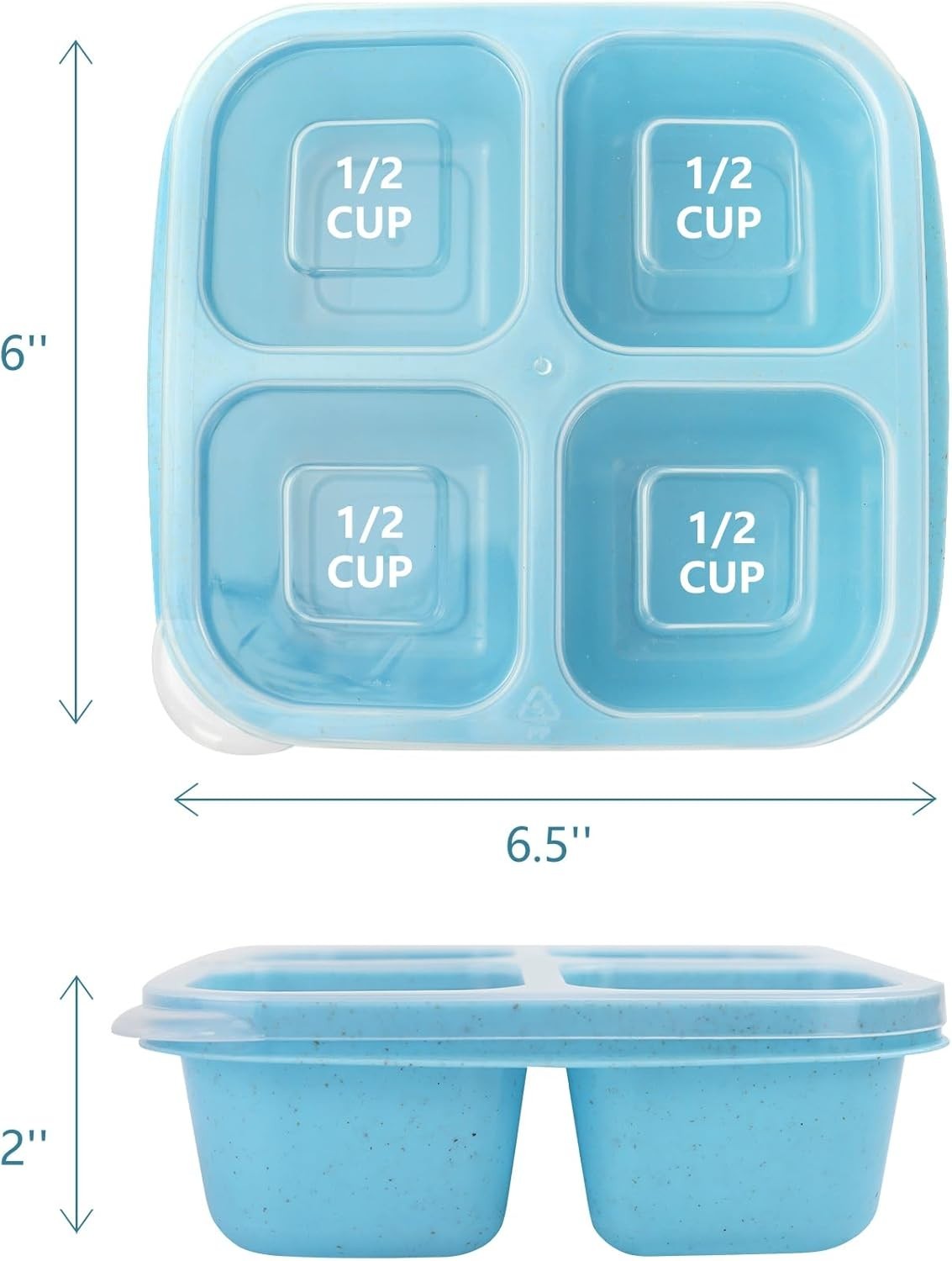 3 Pack Wheat Straw Containers, 4 Compartment Reusable Snack Bento Box Toddler…