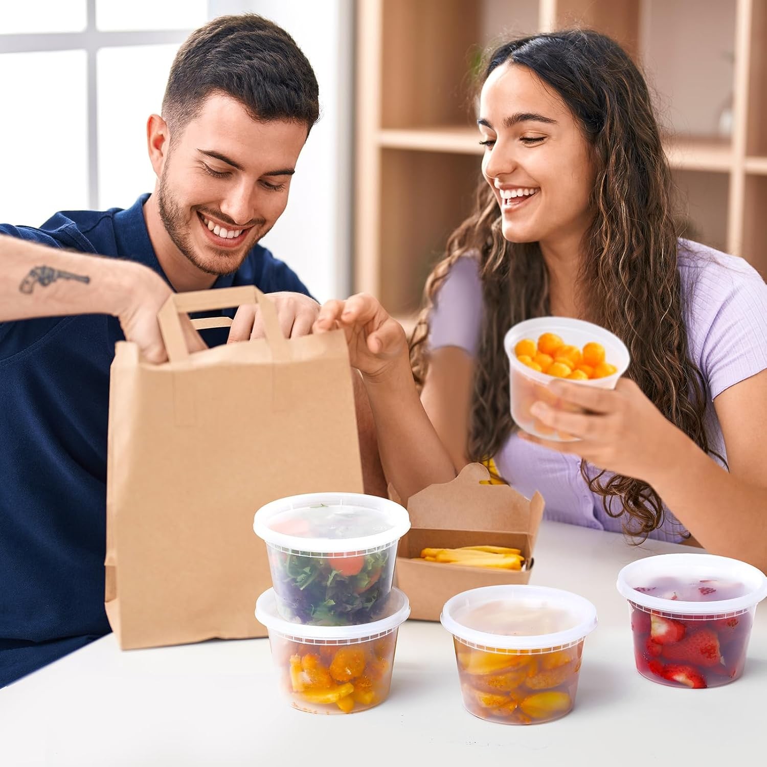 24 Sets 16 oz Plastic Deli Food Containers With Lids, Airtight Food Storage