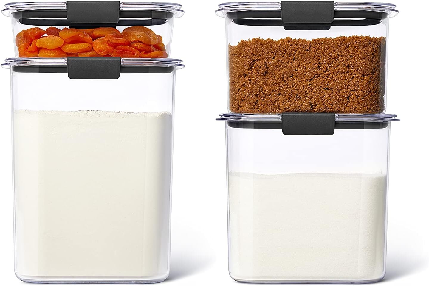Pantry Food Storage Containers, Set of 4 (8 Pieces), BPA-Free, Clear, Airtight