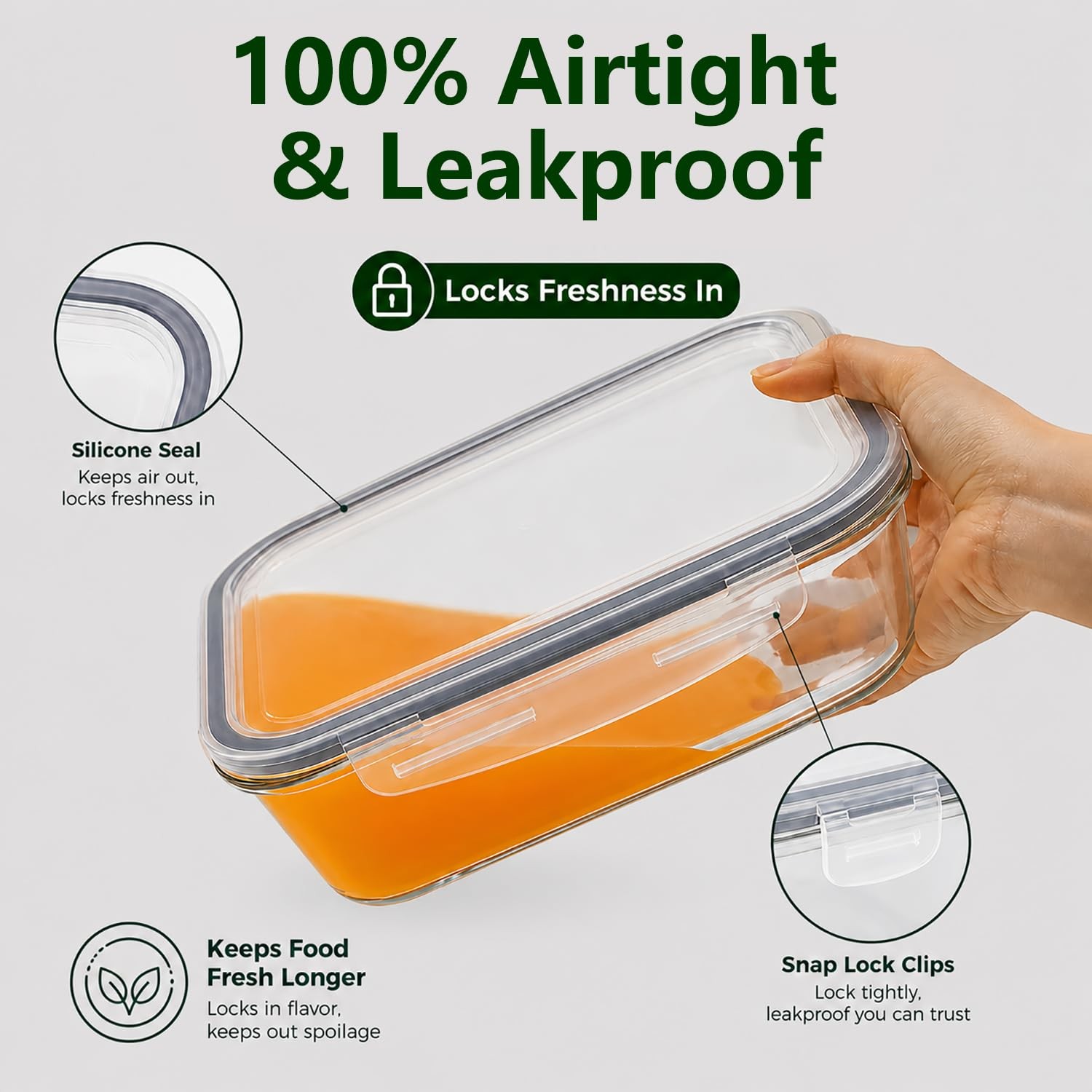 2 Pack 63oz Large Glass Storage Containers with Lids Big Meal Prep Food Conta…