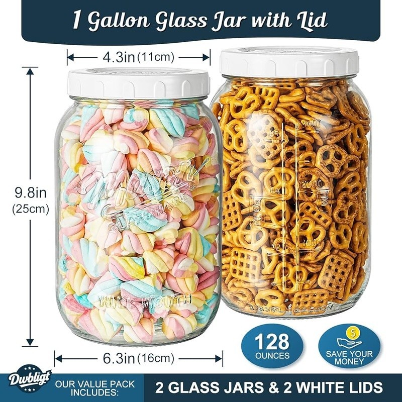 Vintage Large Glass Storage Containers W/ Airtight Lids Food Fermentation New