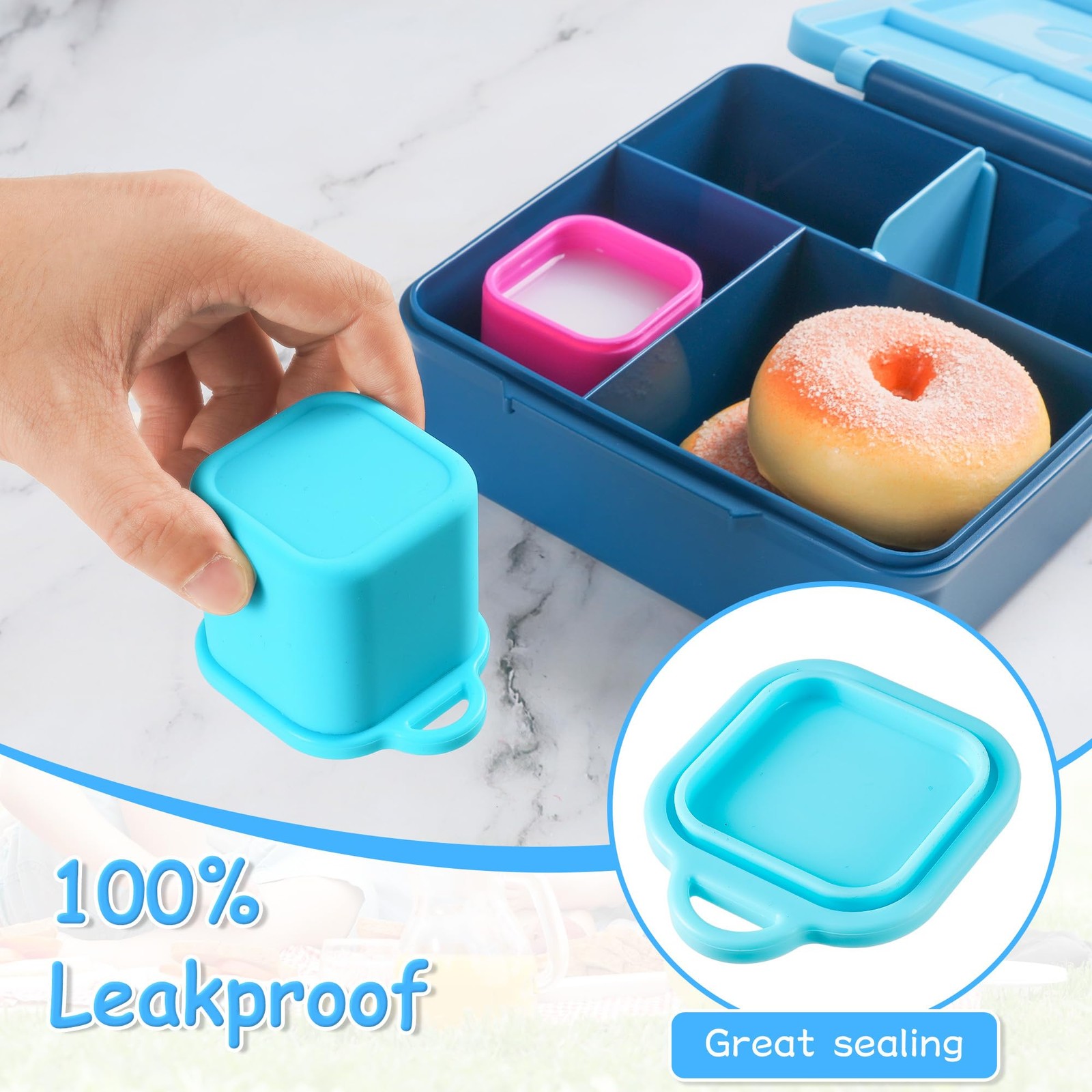 Silicone Dips Containers, 2x 4 oz Salad Dressing Container To Go, Condiment C…