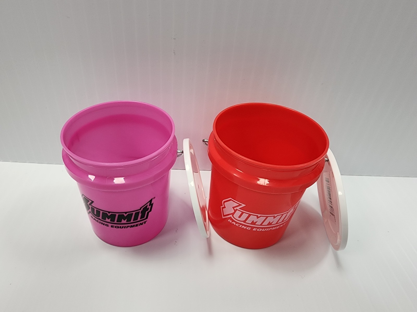 Summit Racing Red & Pink Mini Bucket With Lids 4″ Fast Shipping 2 Pk