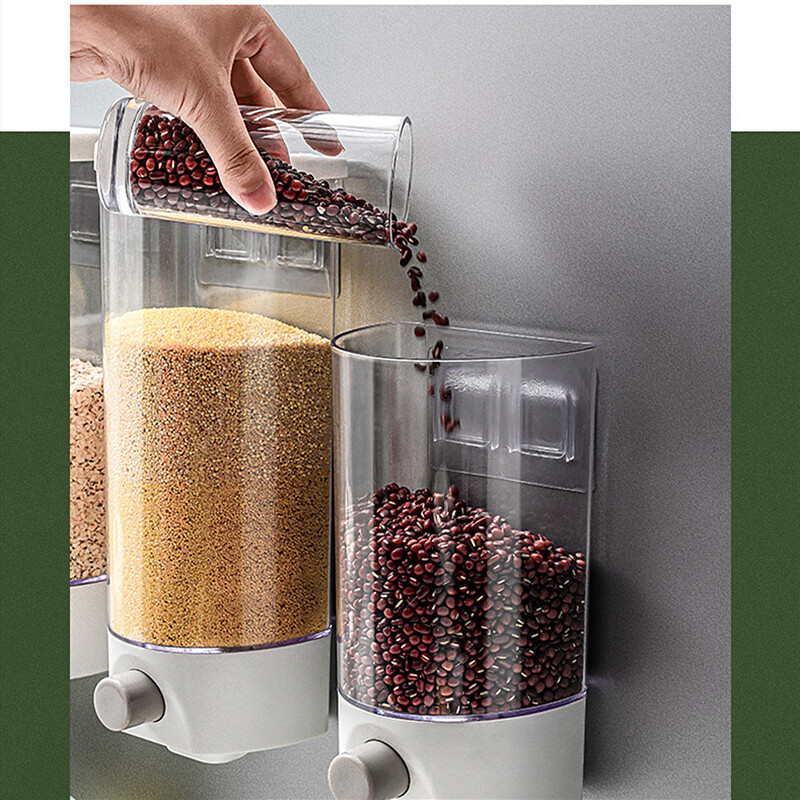 1/1.5L Cereal Dispenser Keep Dry Food Storage Container Wall-mounted Transparent
