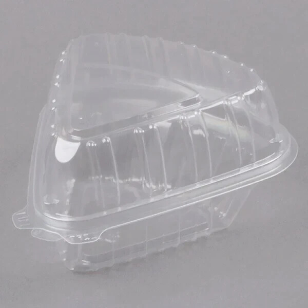 5.6×6.1×3″ Clear Plastic Hinged Pie Slice Take Out Container 75pcs