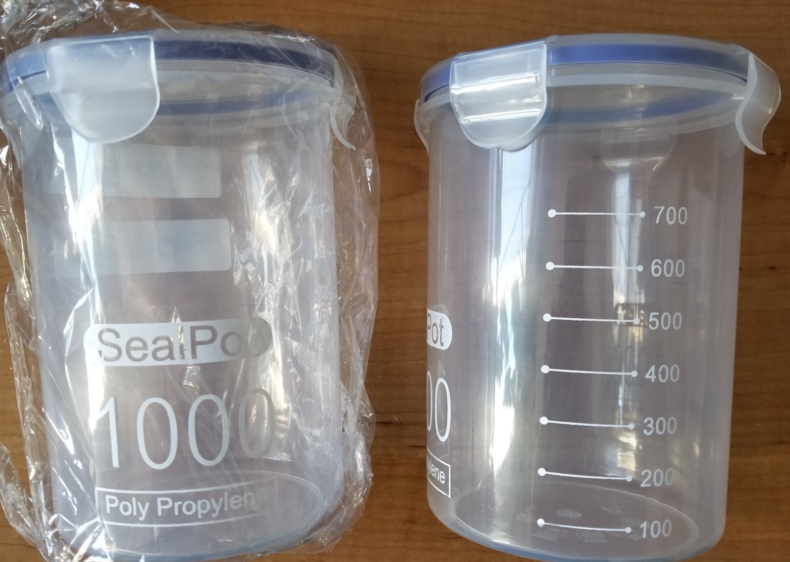 Food Storage Containers Large RoundNot Microwave Safe 1000ml PP Clear/blue