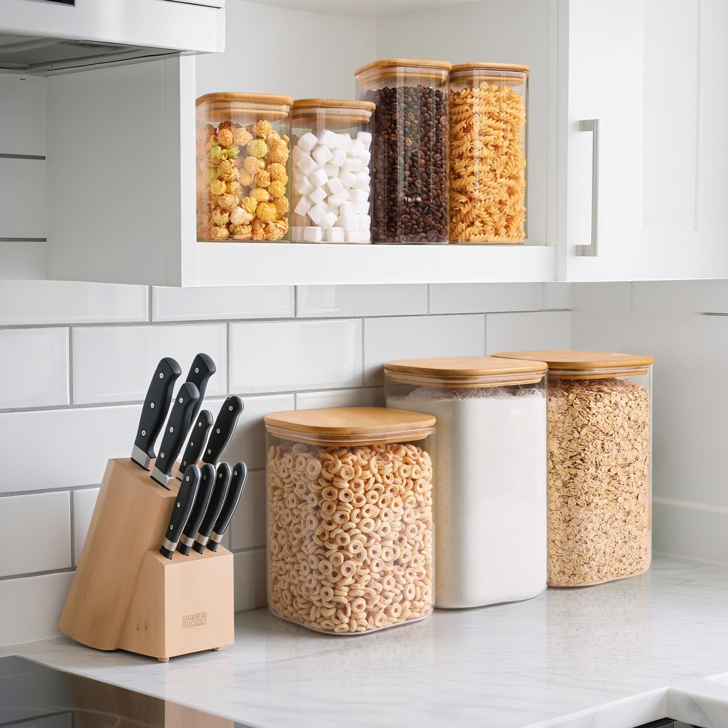 3.6Qt Glass Food Storage Containers Cereal Storage Containers W/ Airtight Lids