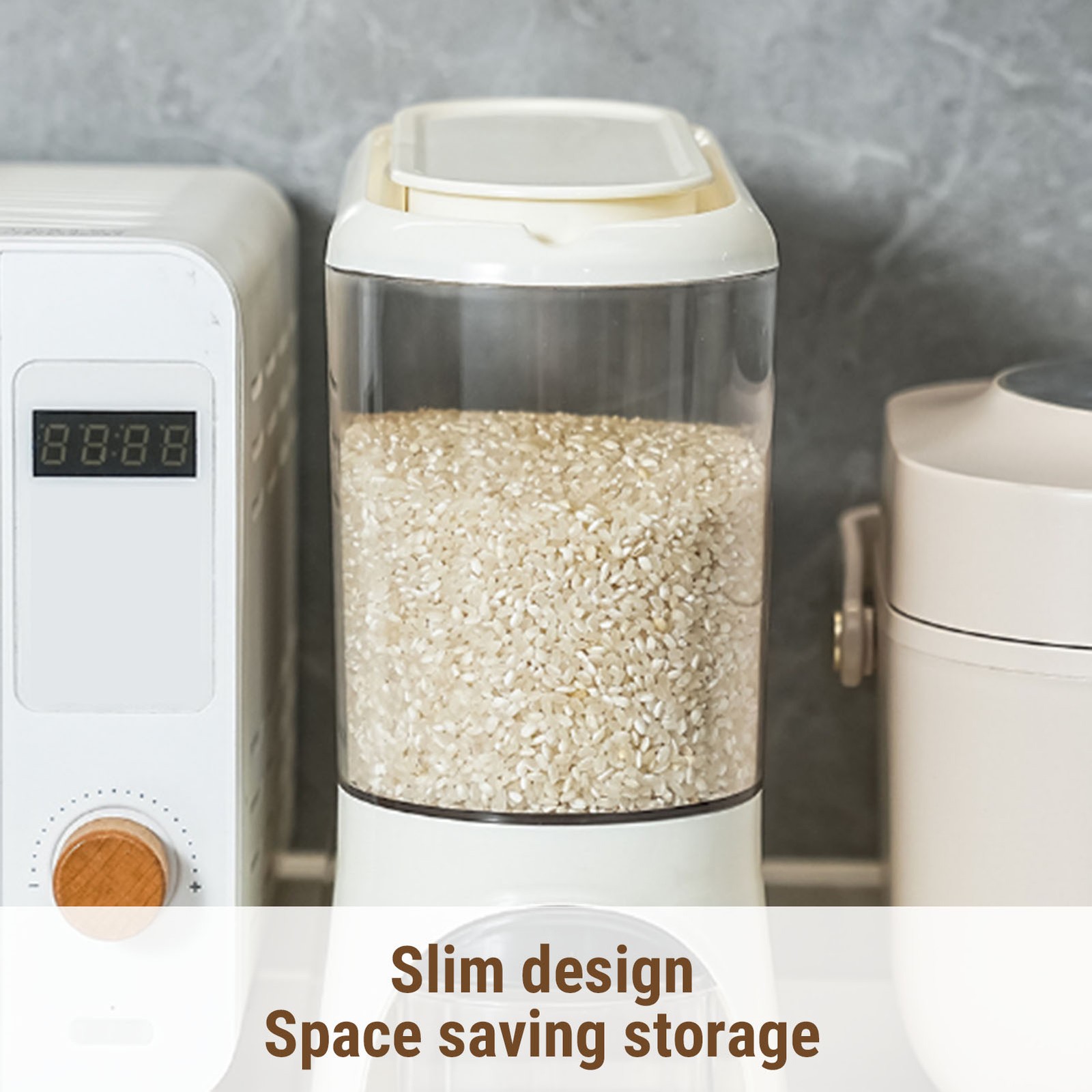 25 lbs Rice Dispenser Grain Container Storage with Measuring Cup Household Use