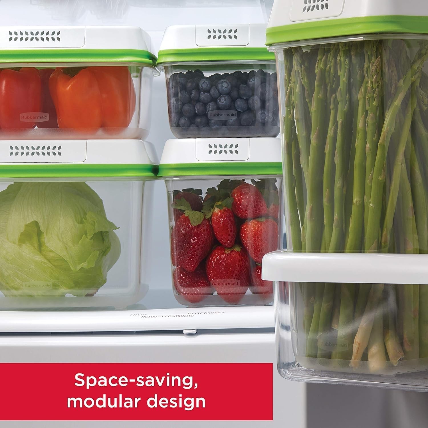 FreshWorks Produce Saver Medium & Large Storage Containers W/ Lids 8-Piece Set