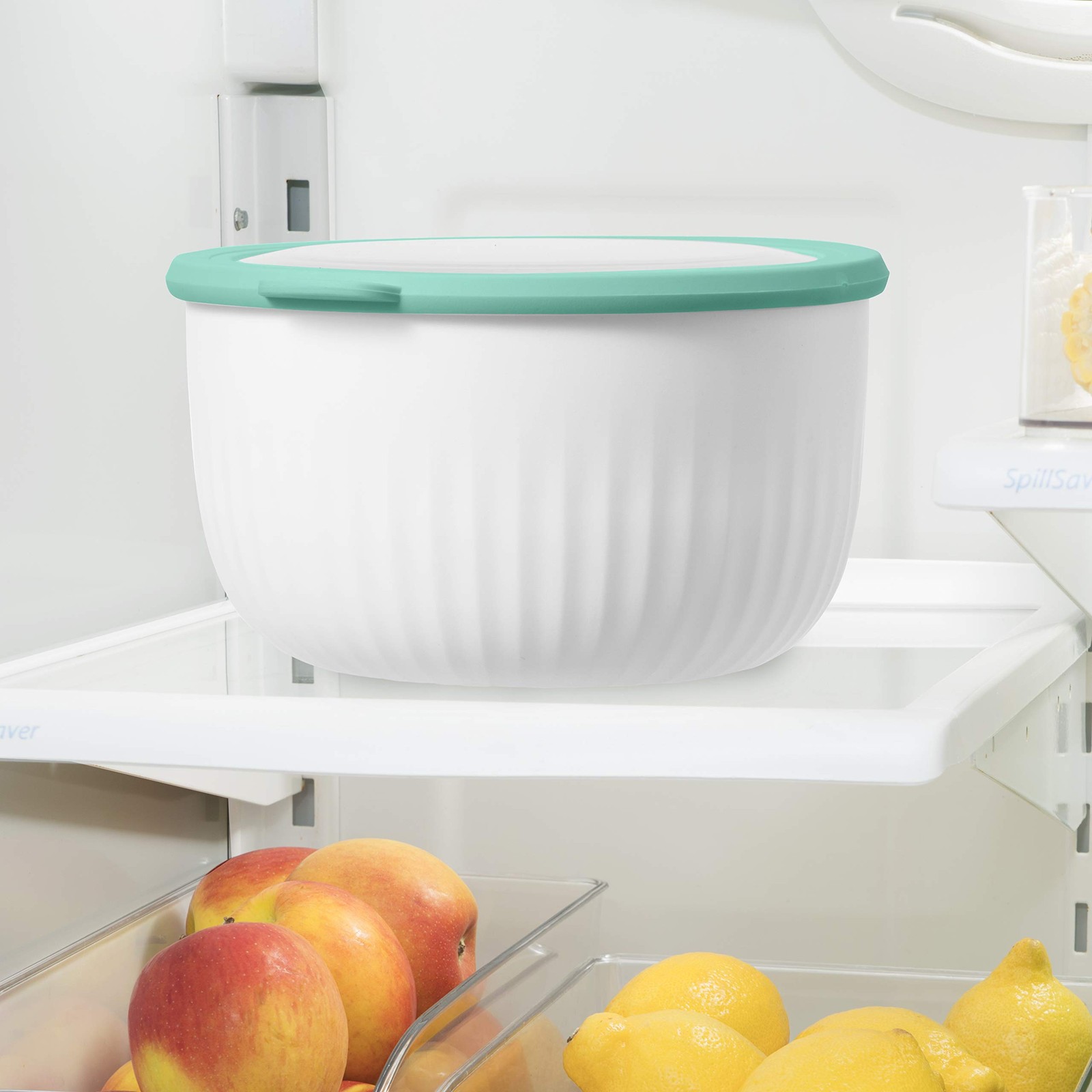 Plastic Storage Bowl 4 Qt, See Through Lid, Microwave Safe, Dk Gray