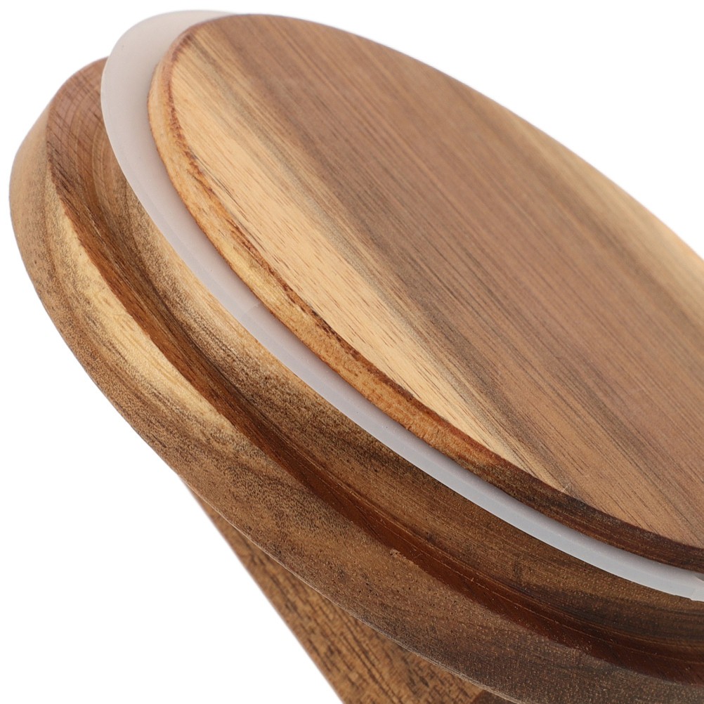 2 Pcs Storage Sealing Lid Bamboo Jar Lids Canning Wide Mouth