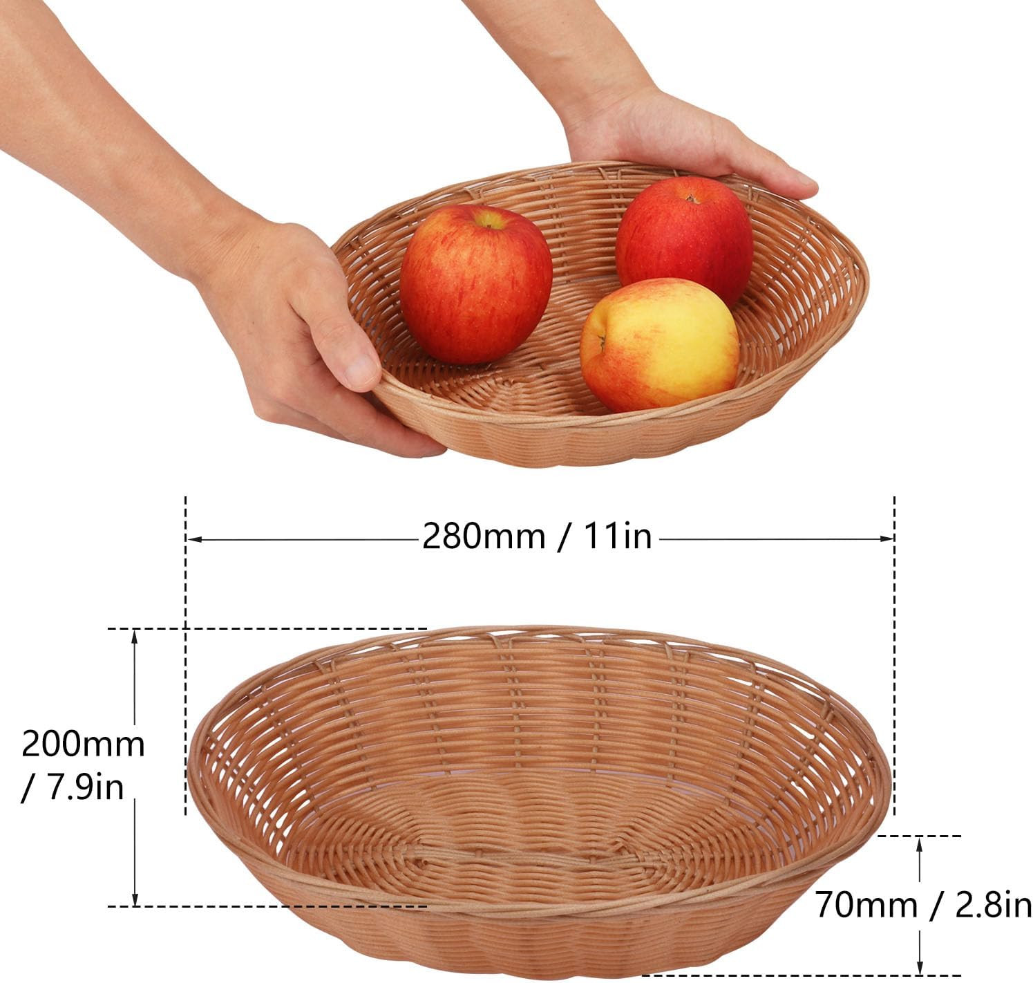 10 Pack 11 Inch Oval Poly Wicker Baskets Bulk, Plastic Oval Bread Baskets for Ho