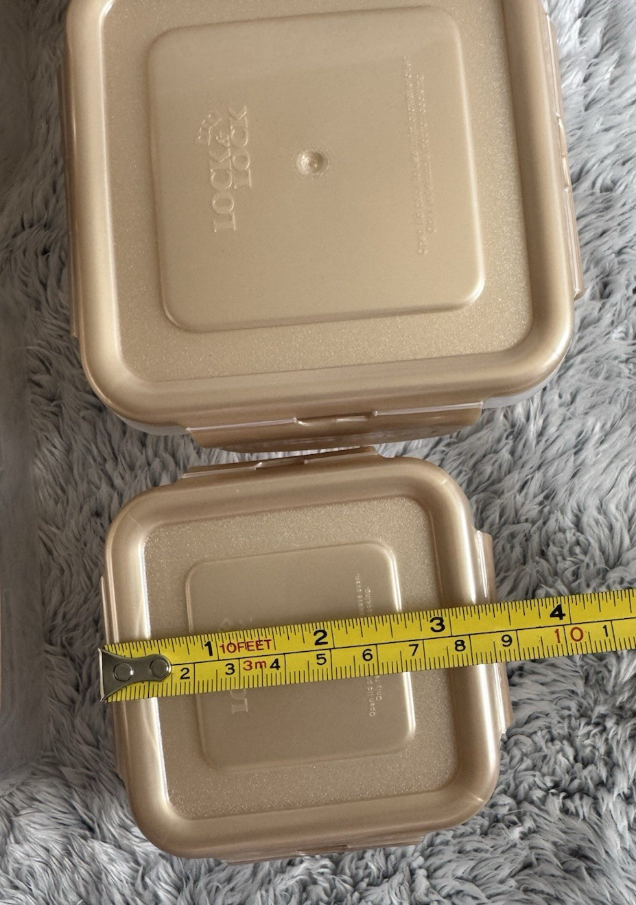 Lock n Lock 5 pc Square Nestable with Handle Lid GOLD Golden Sand NEW