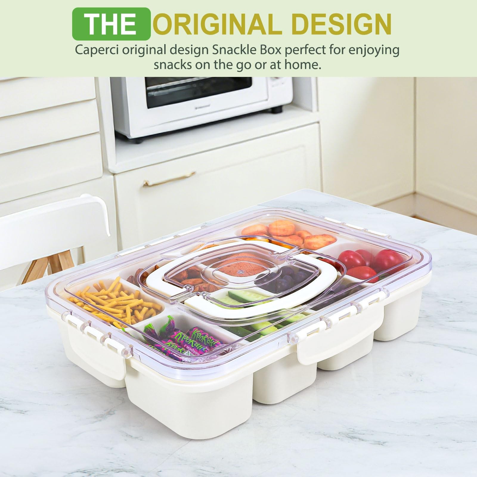 2 Pack Snackle Box Container – Large Heavy Duty 8 Compartments Divided Servin…